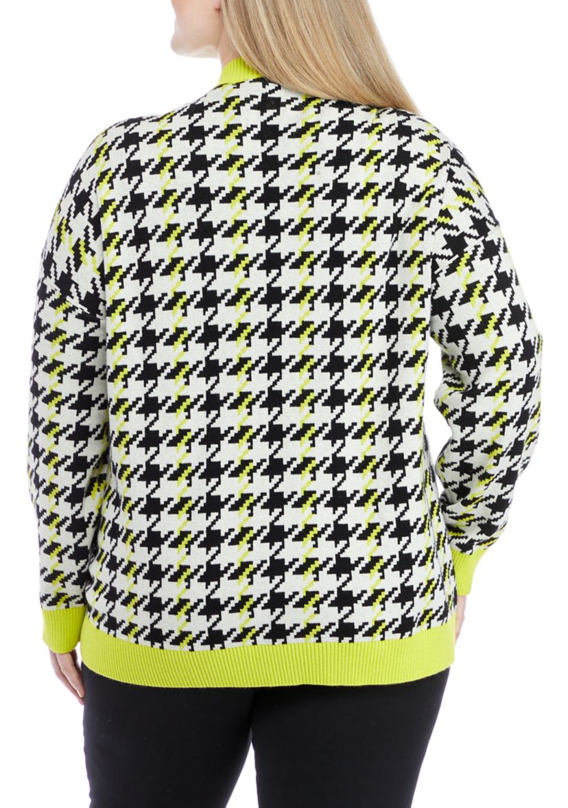 Plus Size Houndstooth Oversized Cardigan