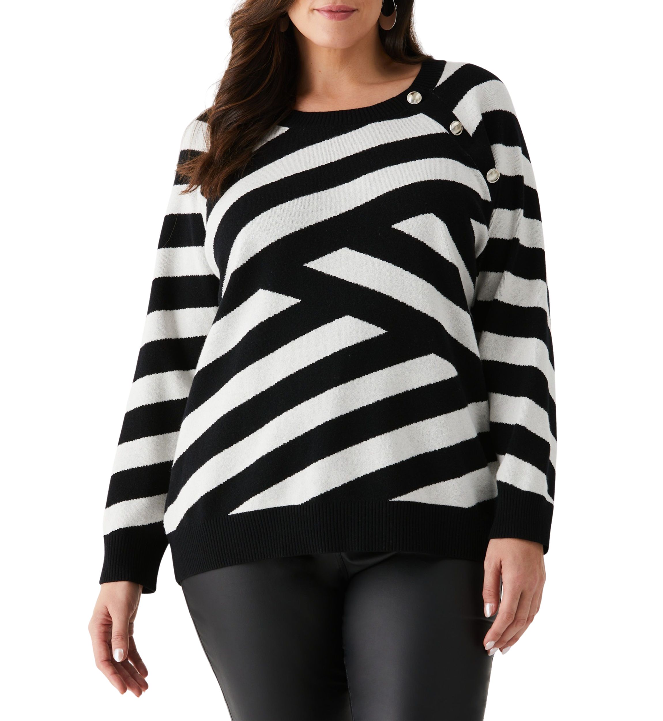 Plus Size Button Trim Sweater 