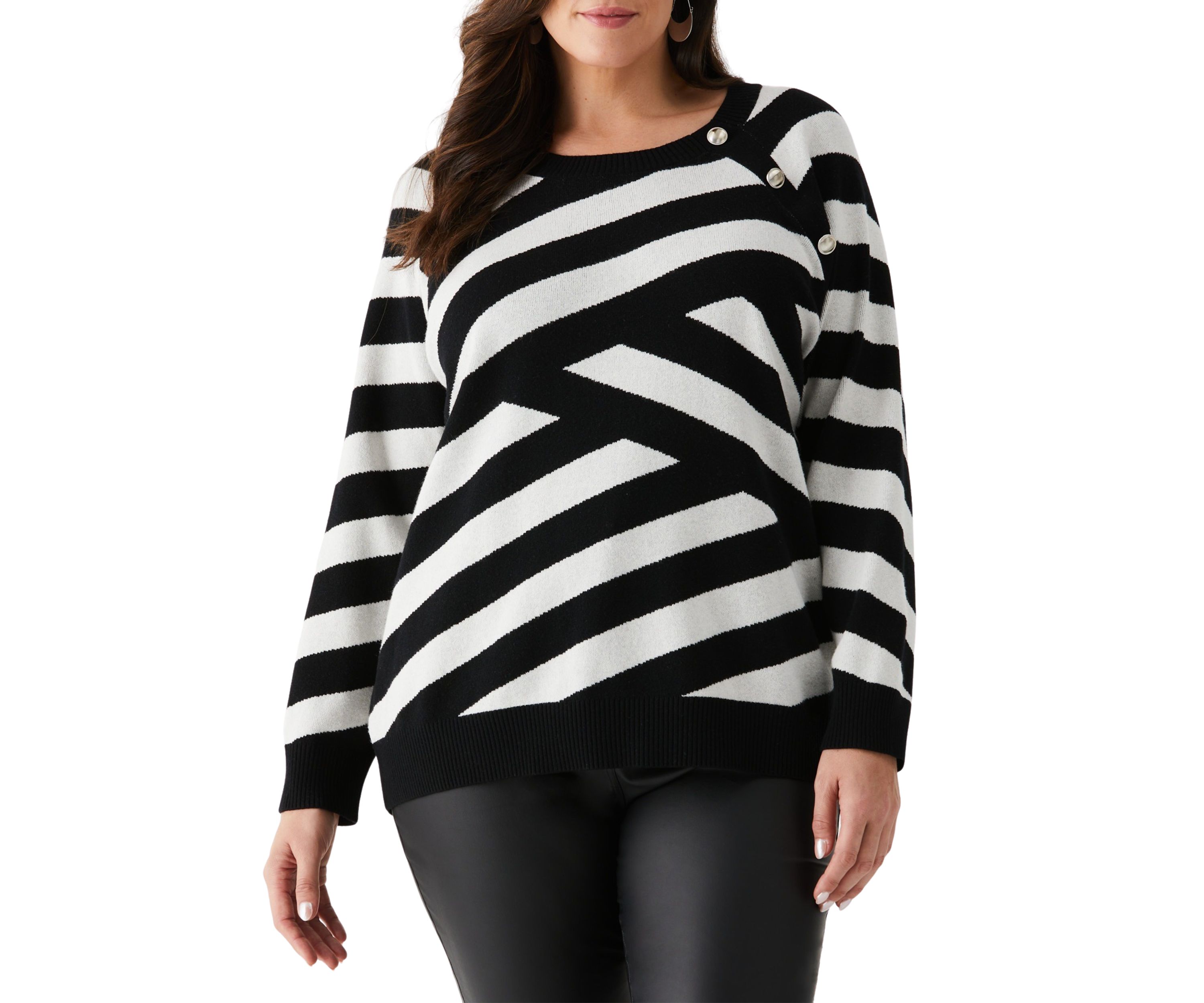Plus Size Button Trim Sweater 