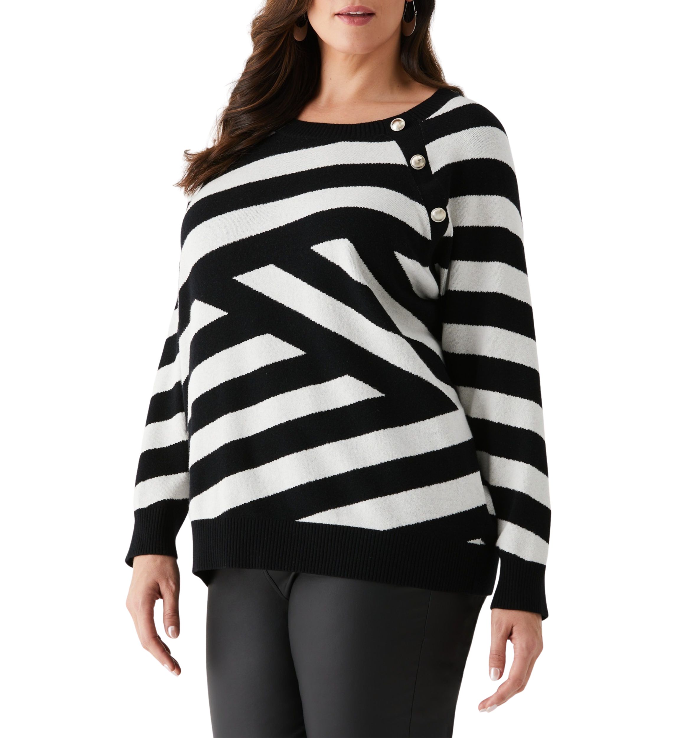 Plus Size Button Trim Sweater 