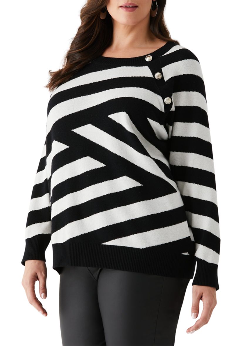 Plus Size Button Trim Sweater 