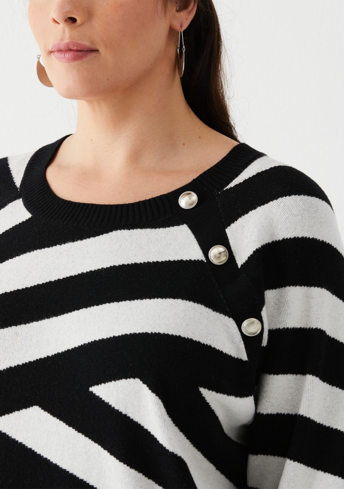 Plus Size Button Trim Sweater 