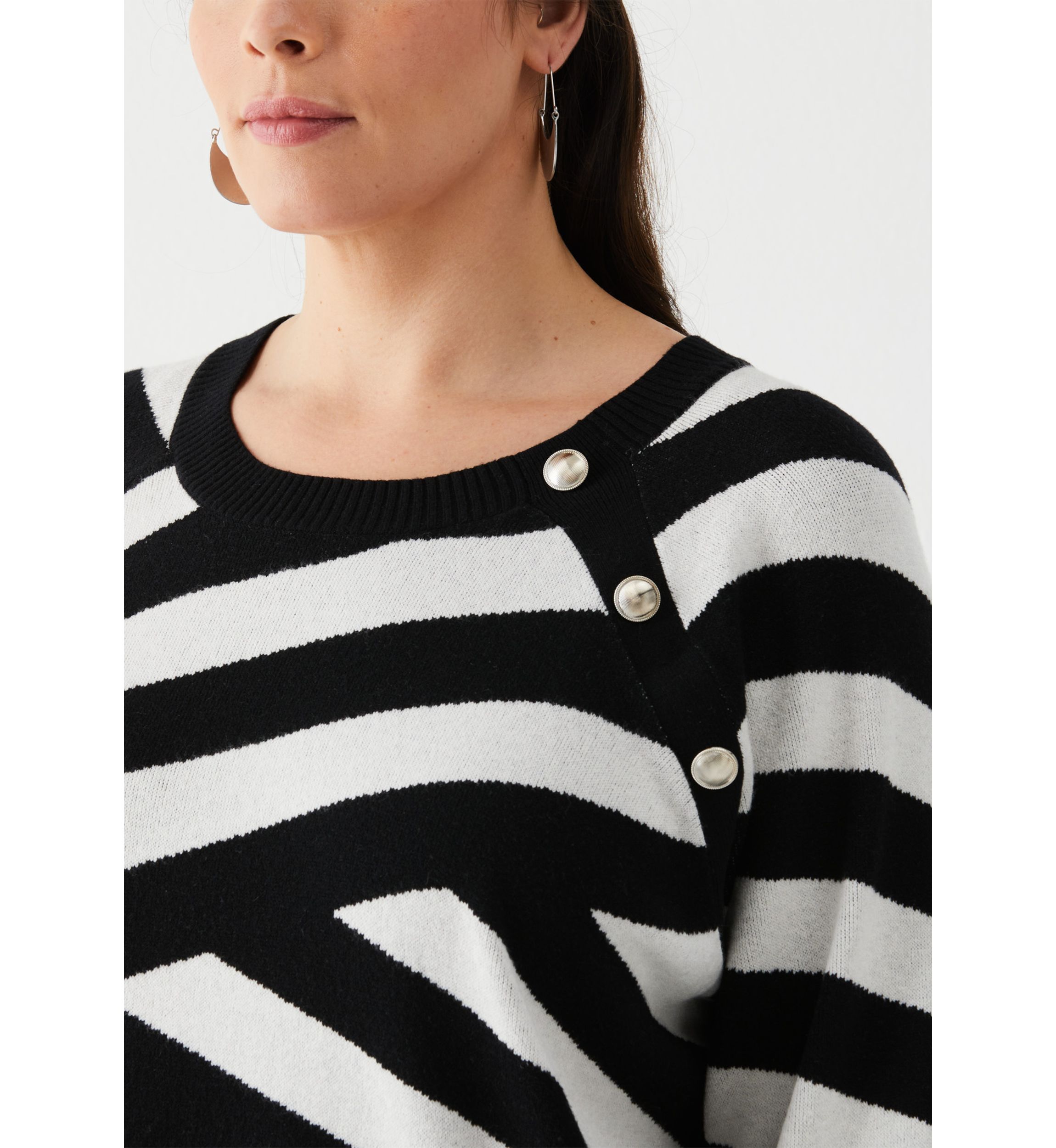 Plus Size Button Trim Sweater 