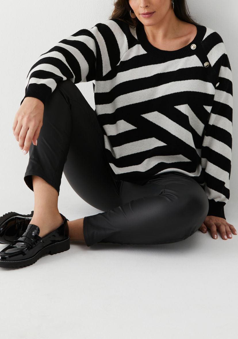 Plus Size Button Trim Sweater 