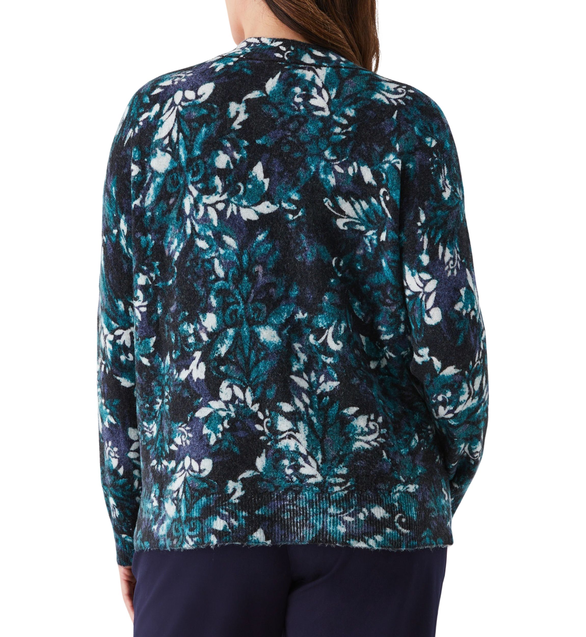 Plus Size Damask Print Mock Neck Lnog Sleeve Pullover Sweater