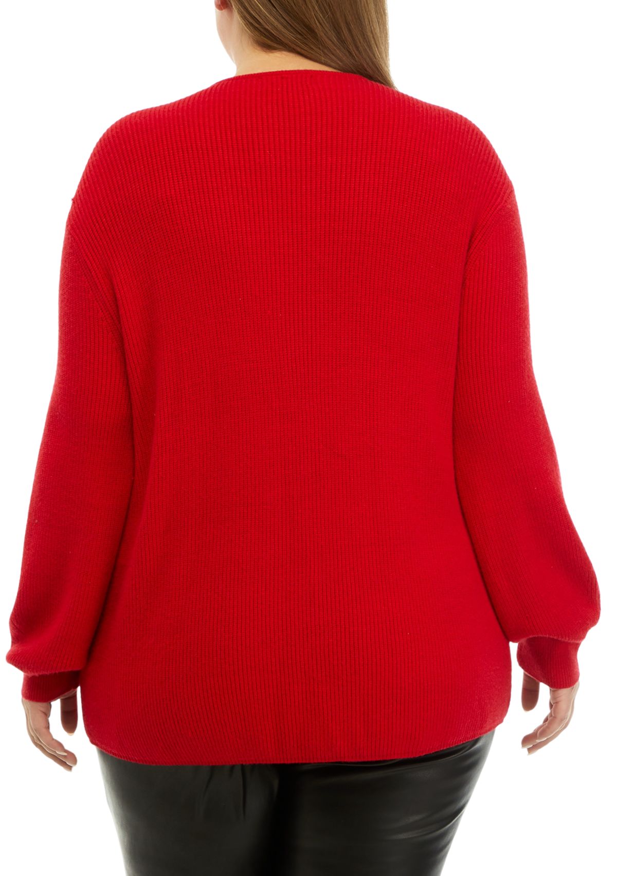 Plus Size Crystal Trim V-Neck Sweater