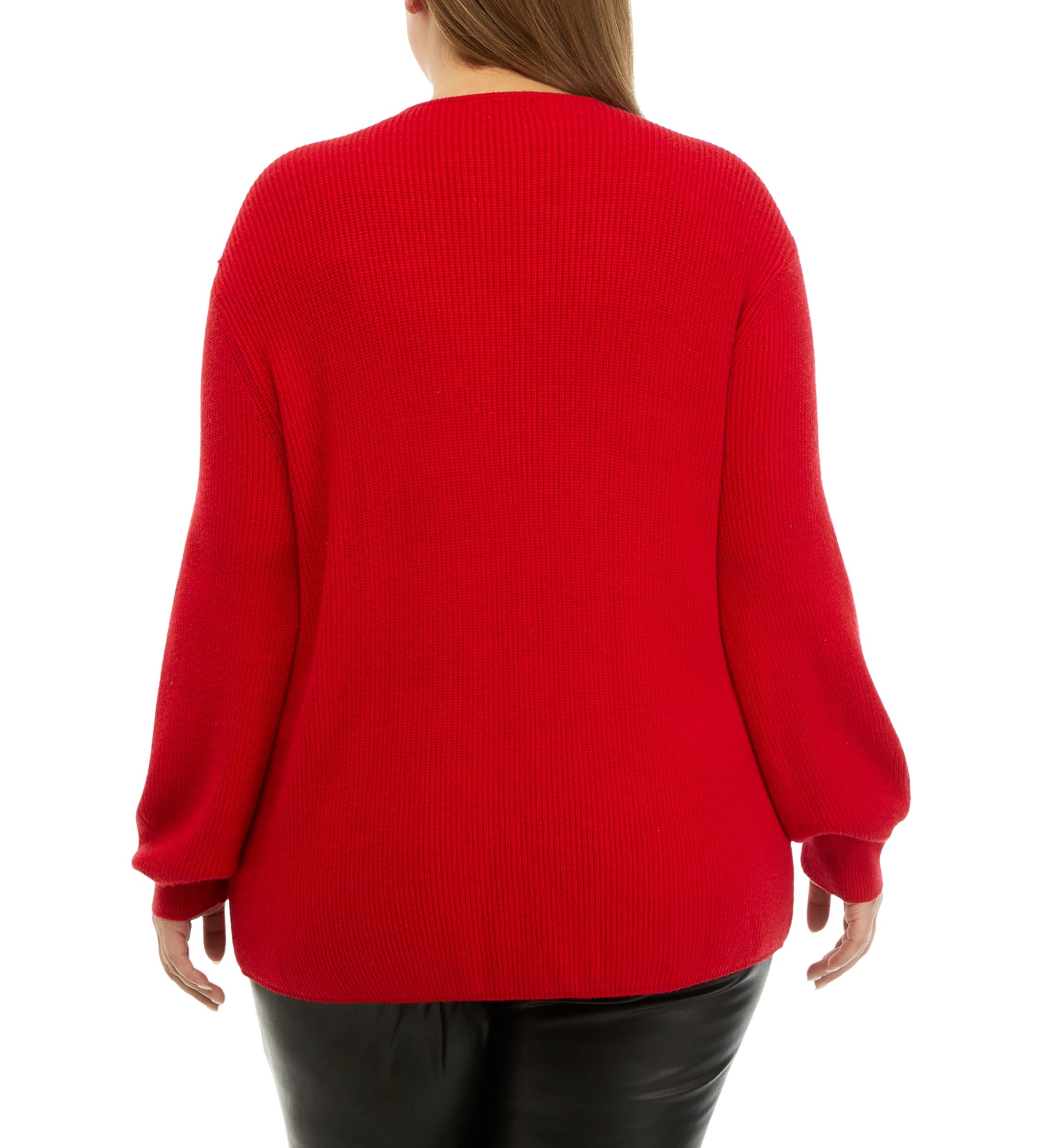 Plus Size Crystal Trim V-Neck Sweater