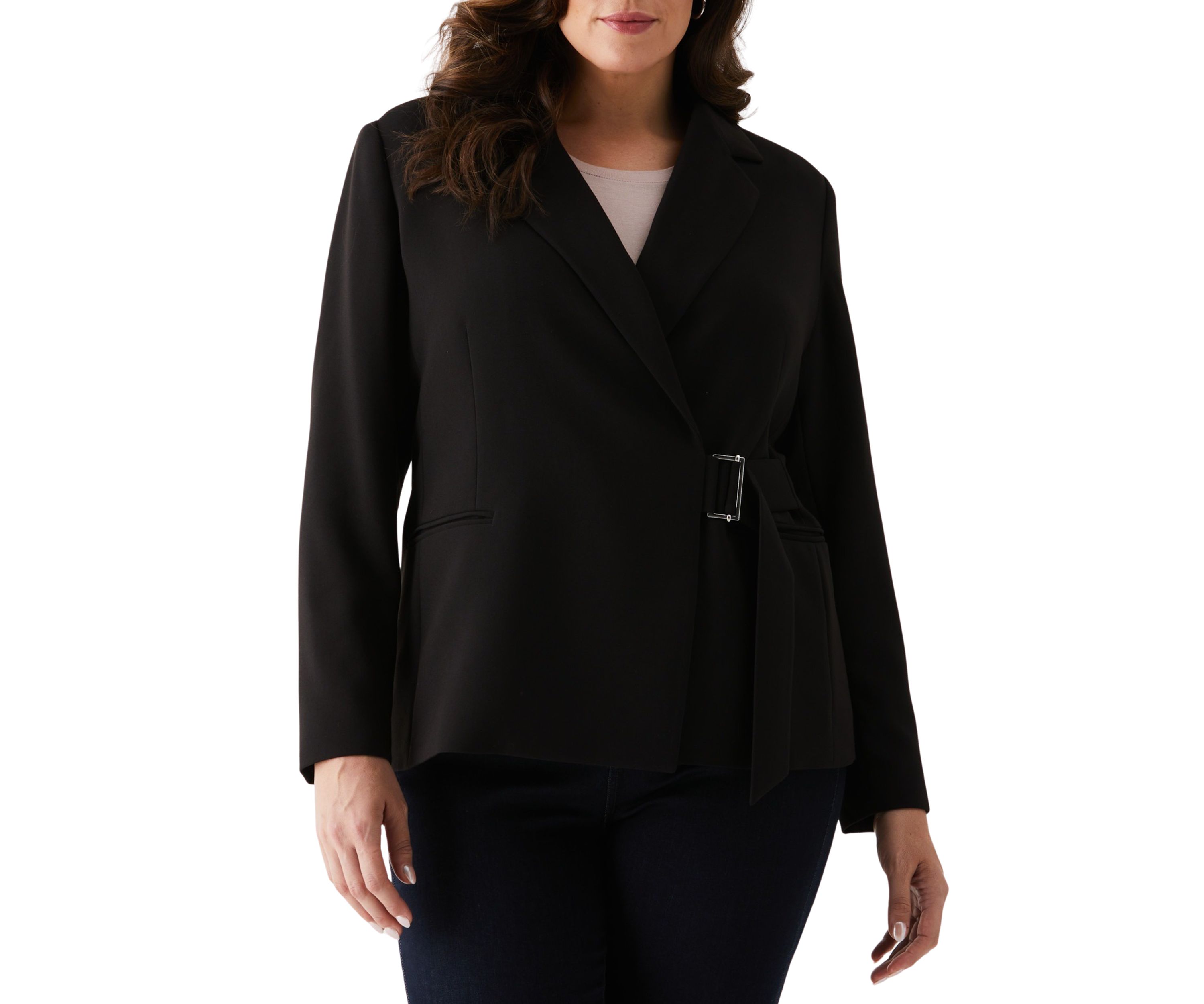 Plus Size Double Breasted Tie Wrap Blazer