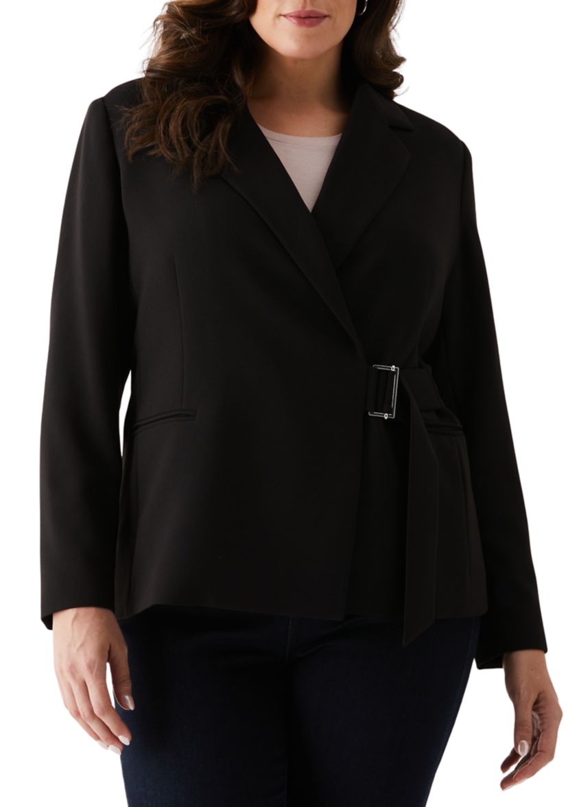 Plus Size Double Breasted Tie Wrap Blazer