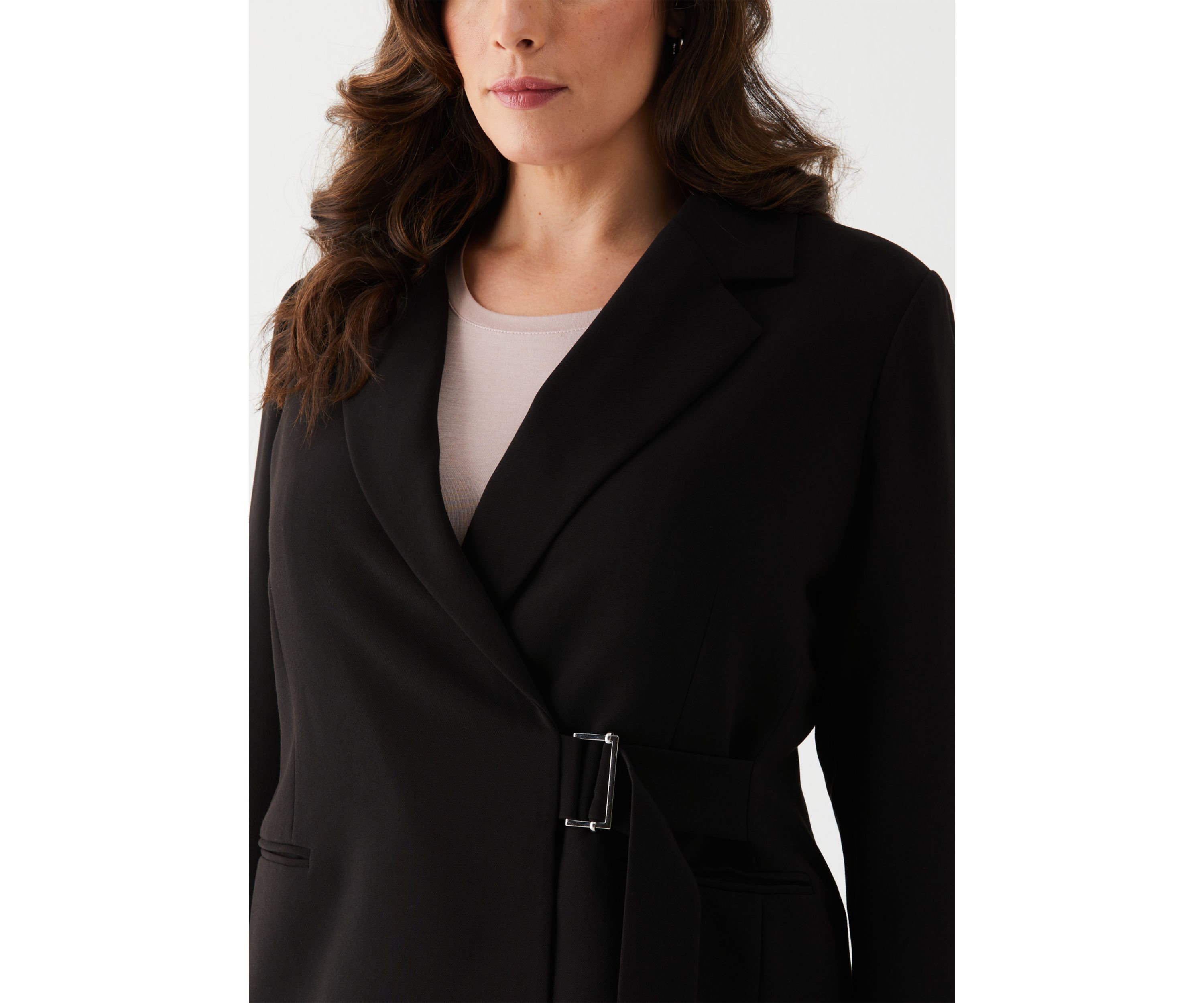 Plus Size Double Breasted Tie Wrap Blazer