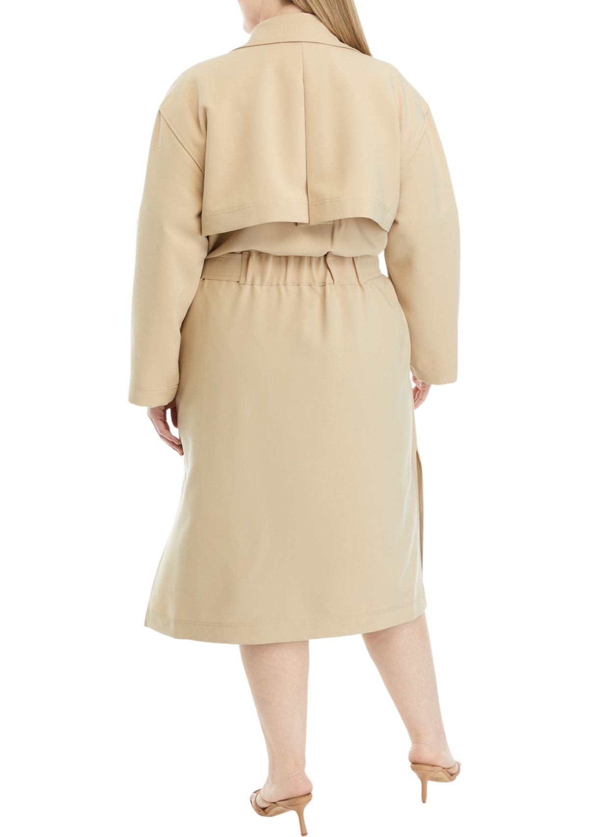 Plus Size Twill Trench Coat