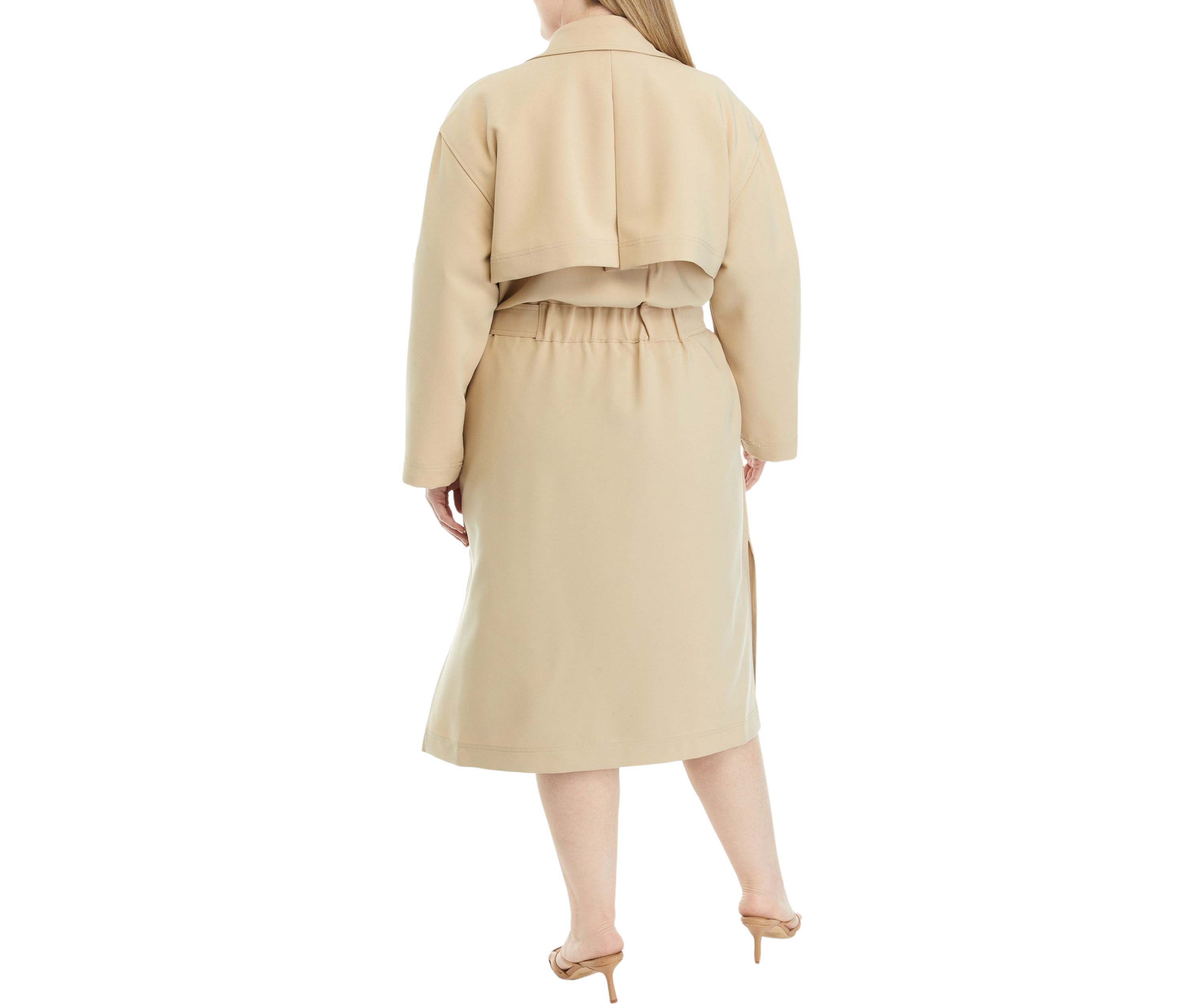 Plus Size Twill Trench Coat