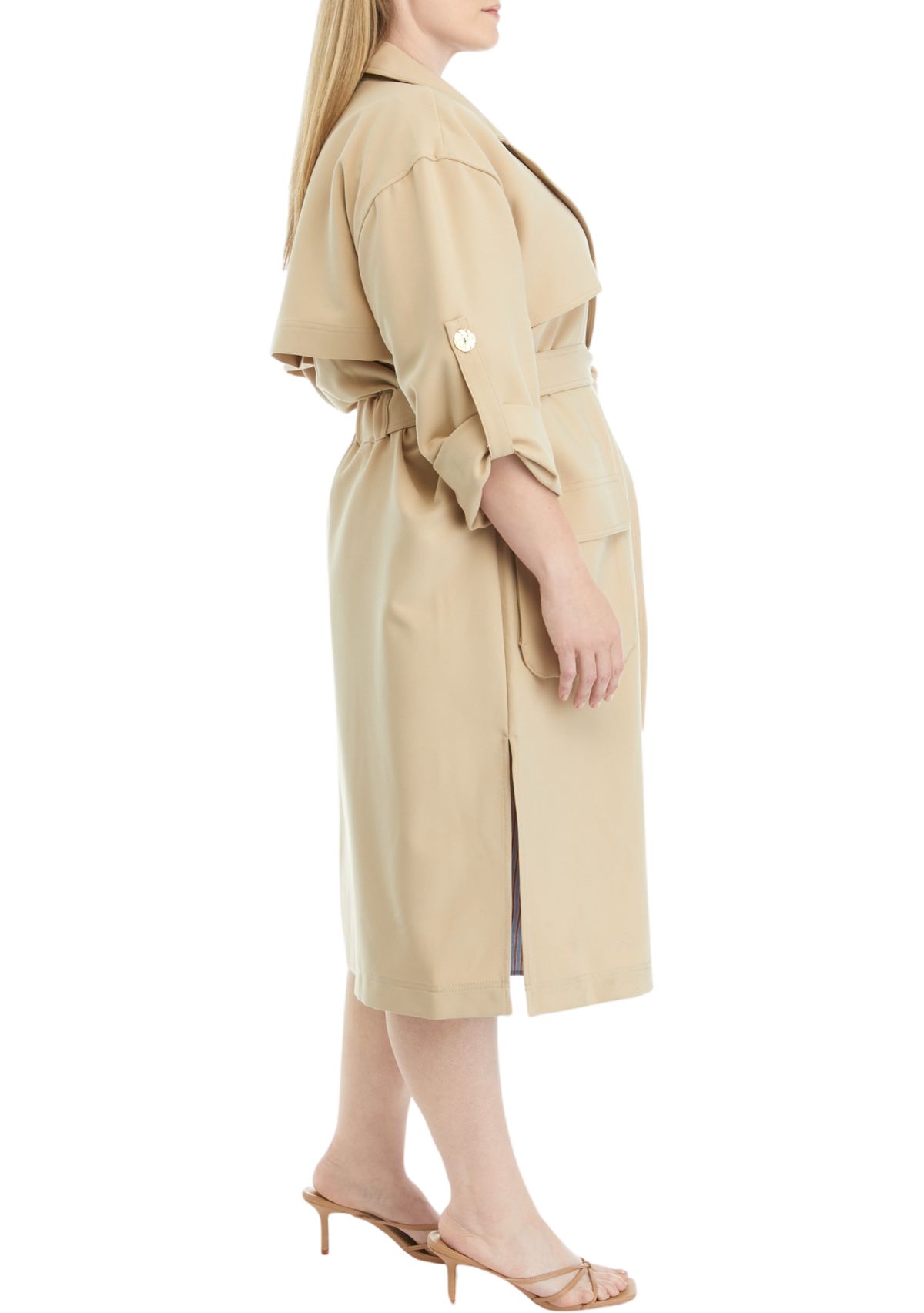 Plus Size Twill Trench Coat