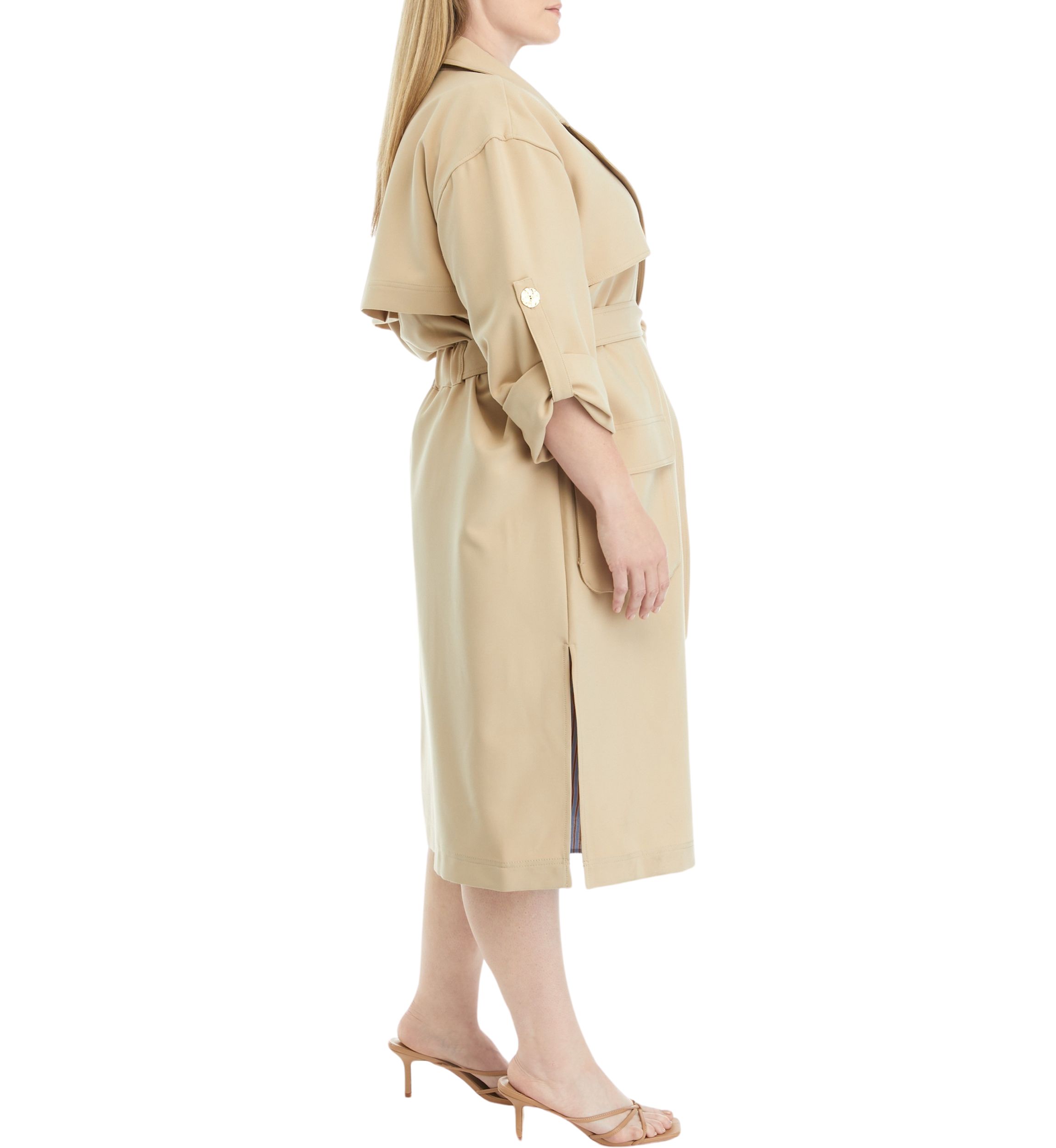 Plus Size Twill Trench Coat