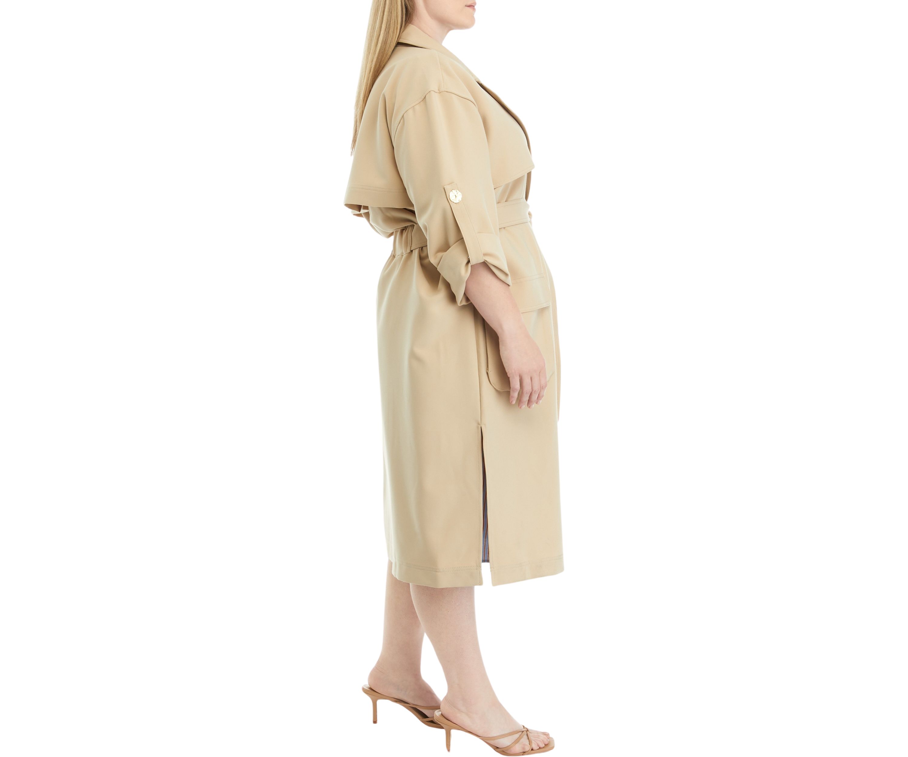 Plus Size Twill Trench Coat