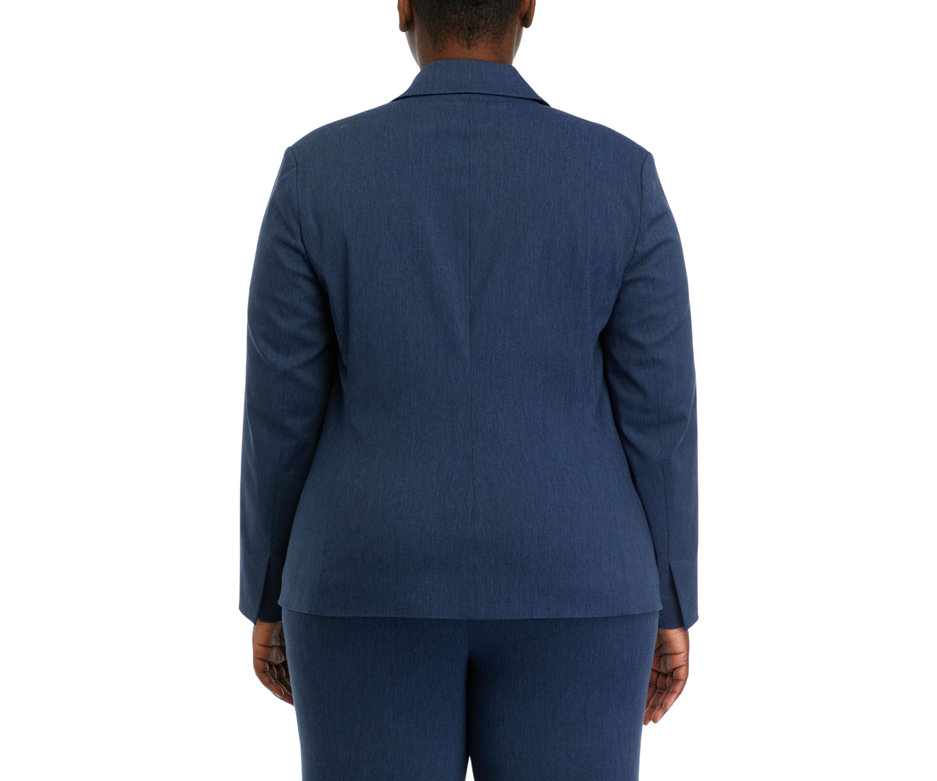 Plus Size Indigo Button Detail Blazer Jacket