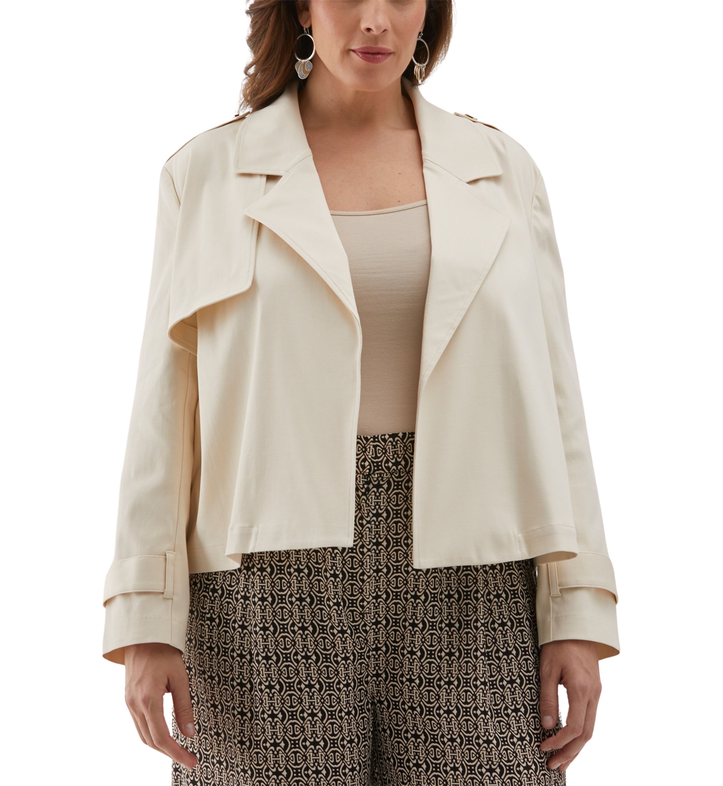 Plus Size Crop Trench Jacket