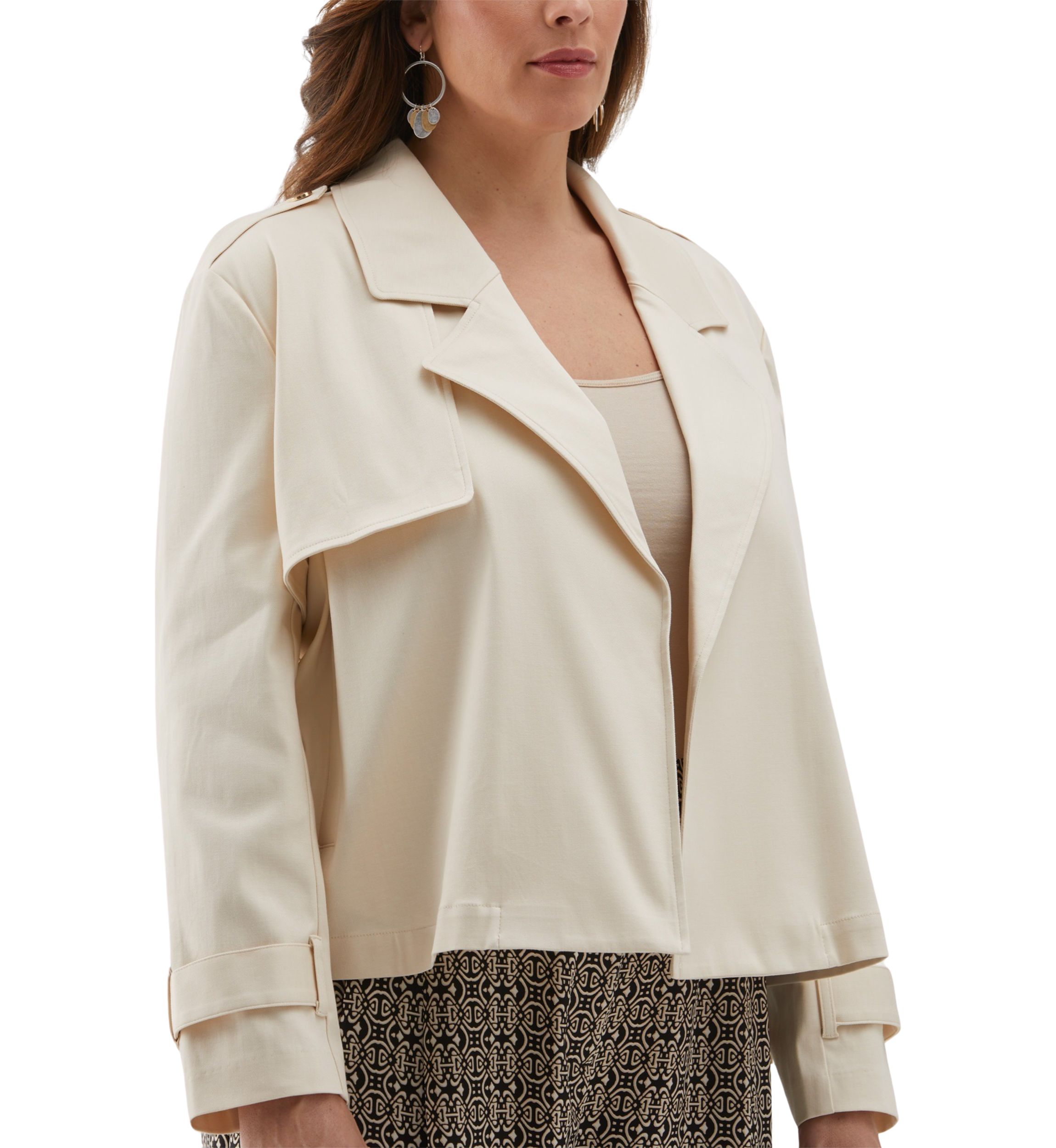 Plus Size Crop Trench Jacket