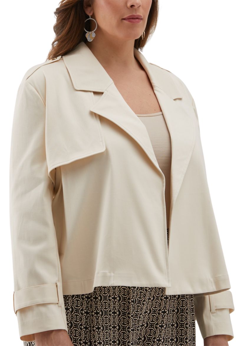 Plus Size Crop Trench Jacket