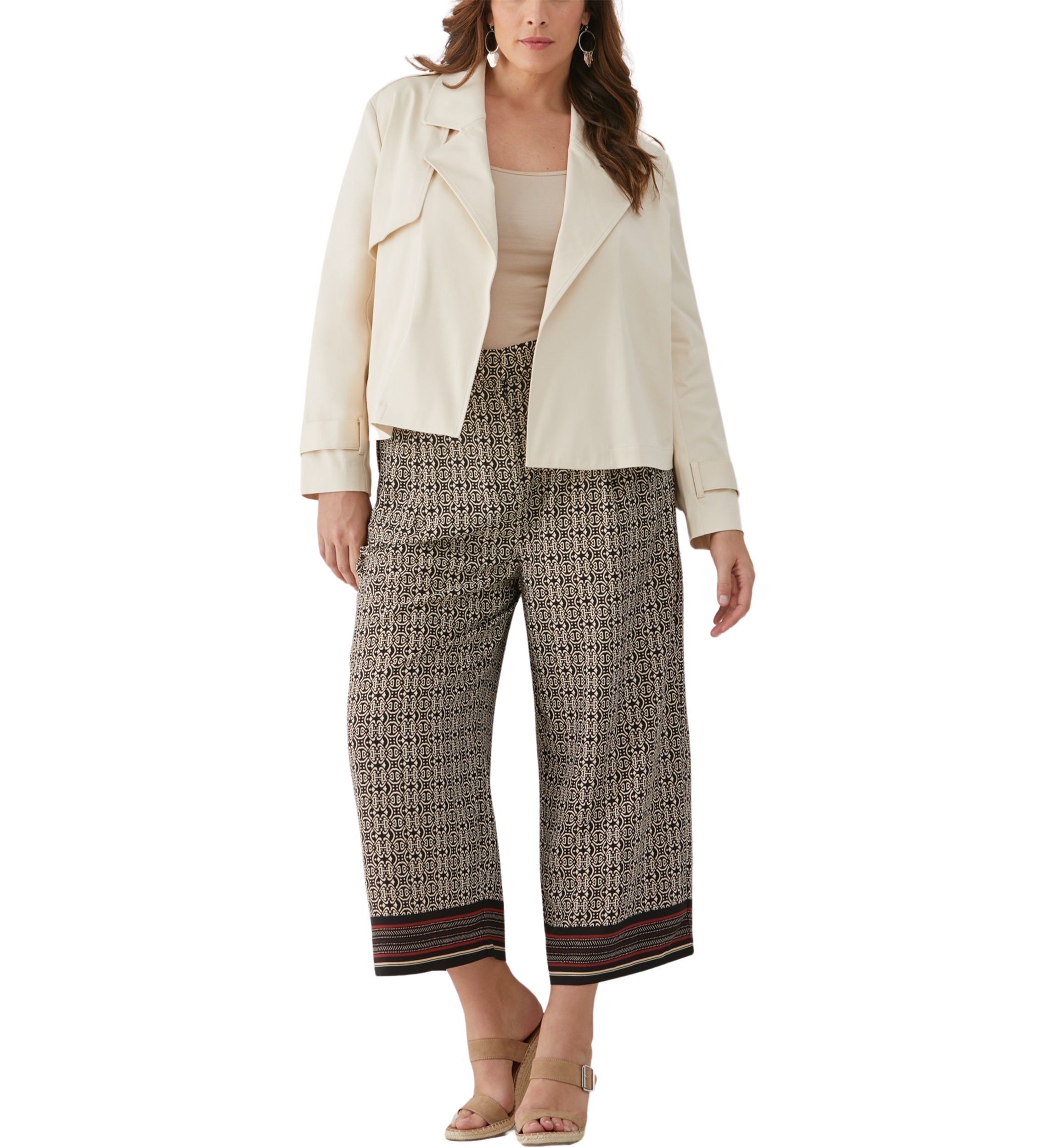 Plus Size Crop Trench Jacket