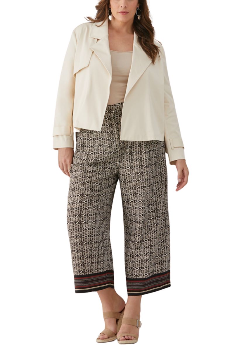 Plus Size Crop Trench Jacket