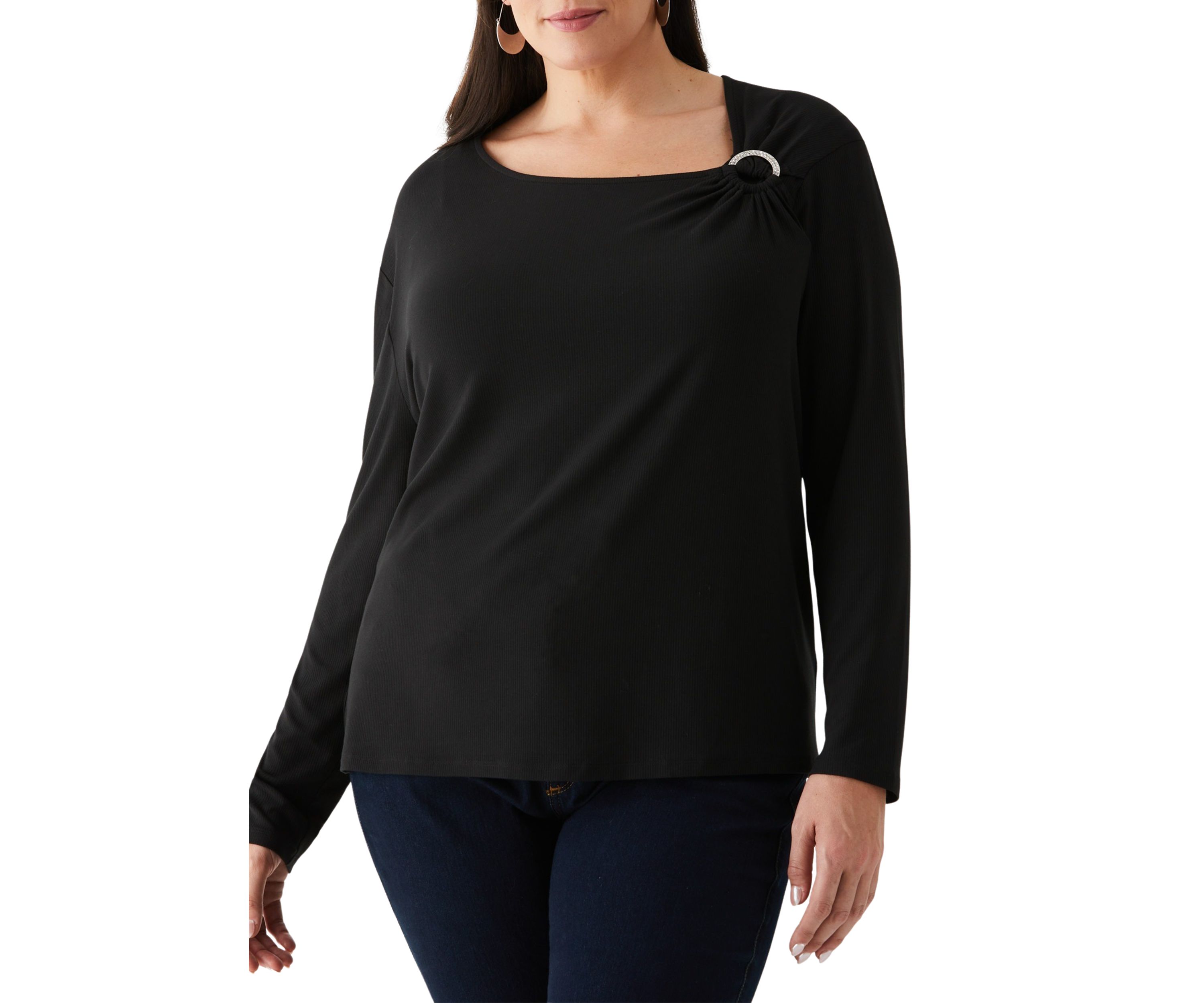Plus Size Asymmetrical Neck Top 