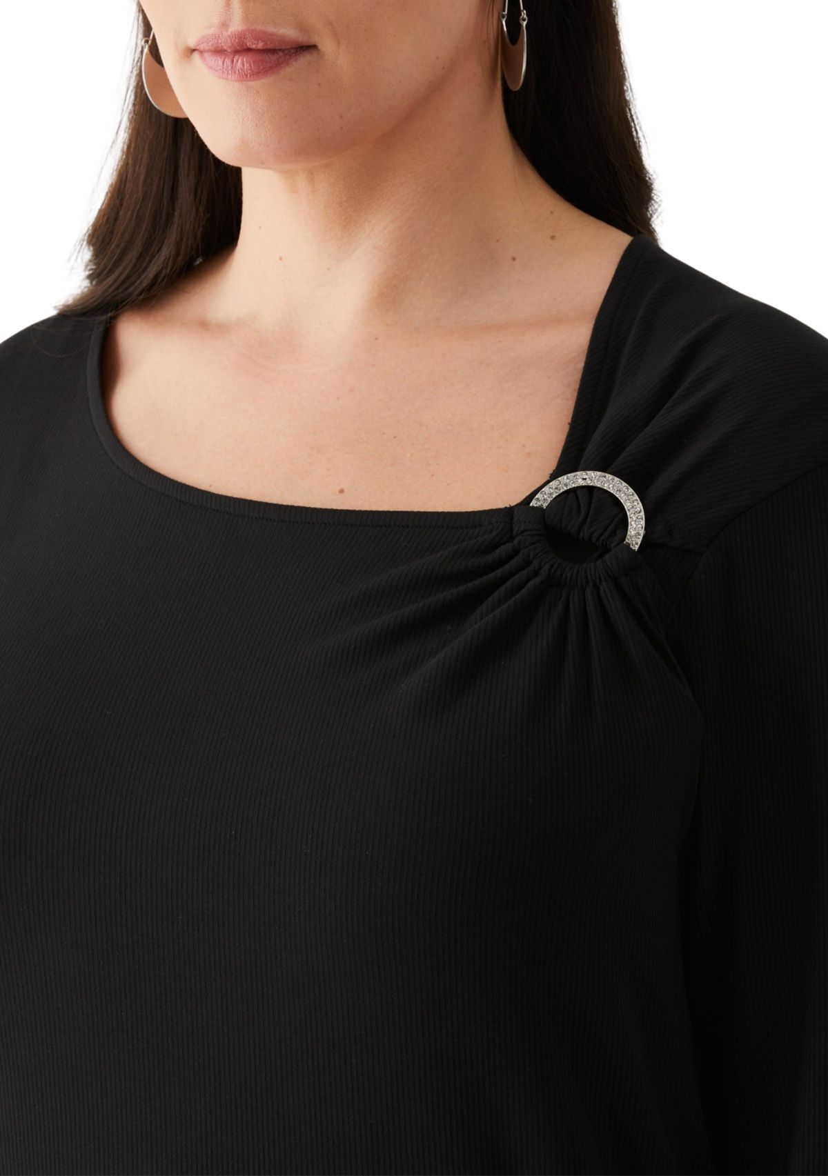 Plus Size Asymmetrical Neck Top 