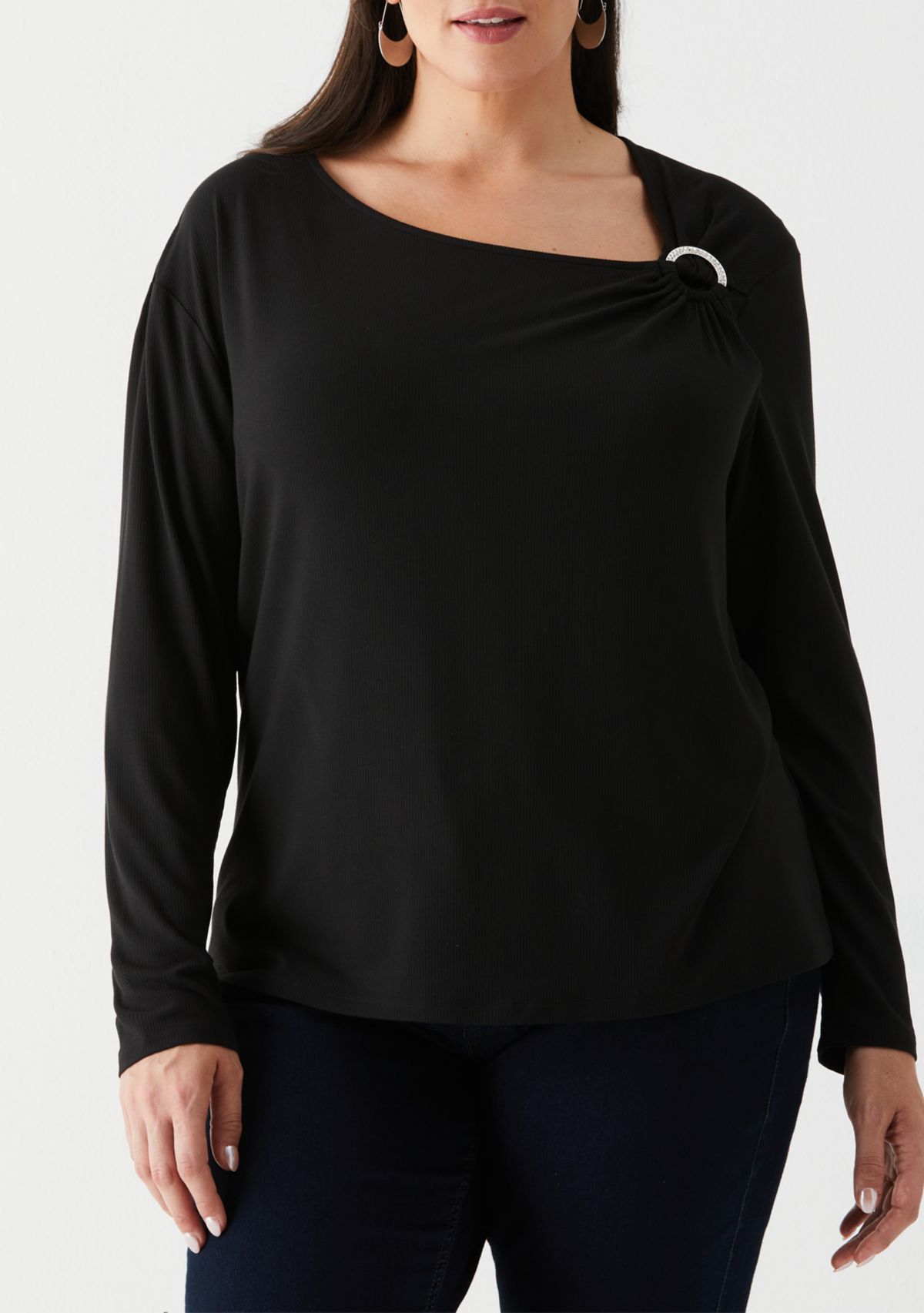 Plus Size Asymmetrical Neck Top 