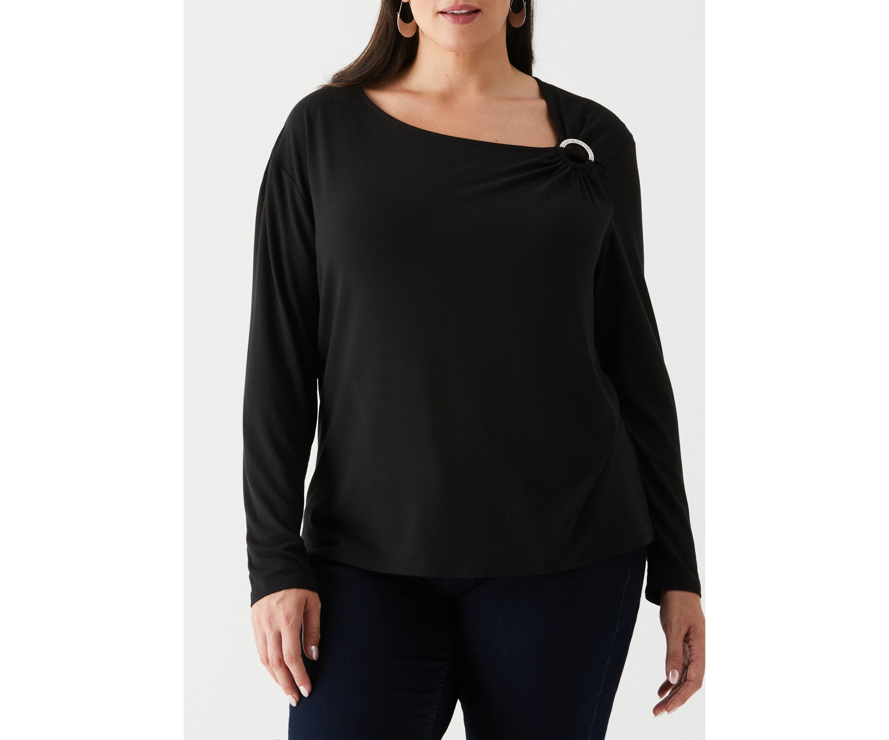 Plus Size Asymmetrical Neck Top 