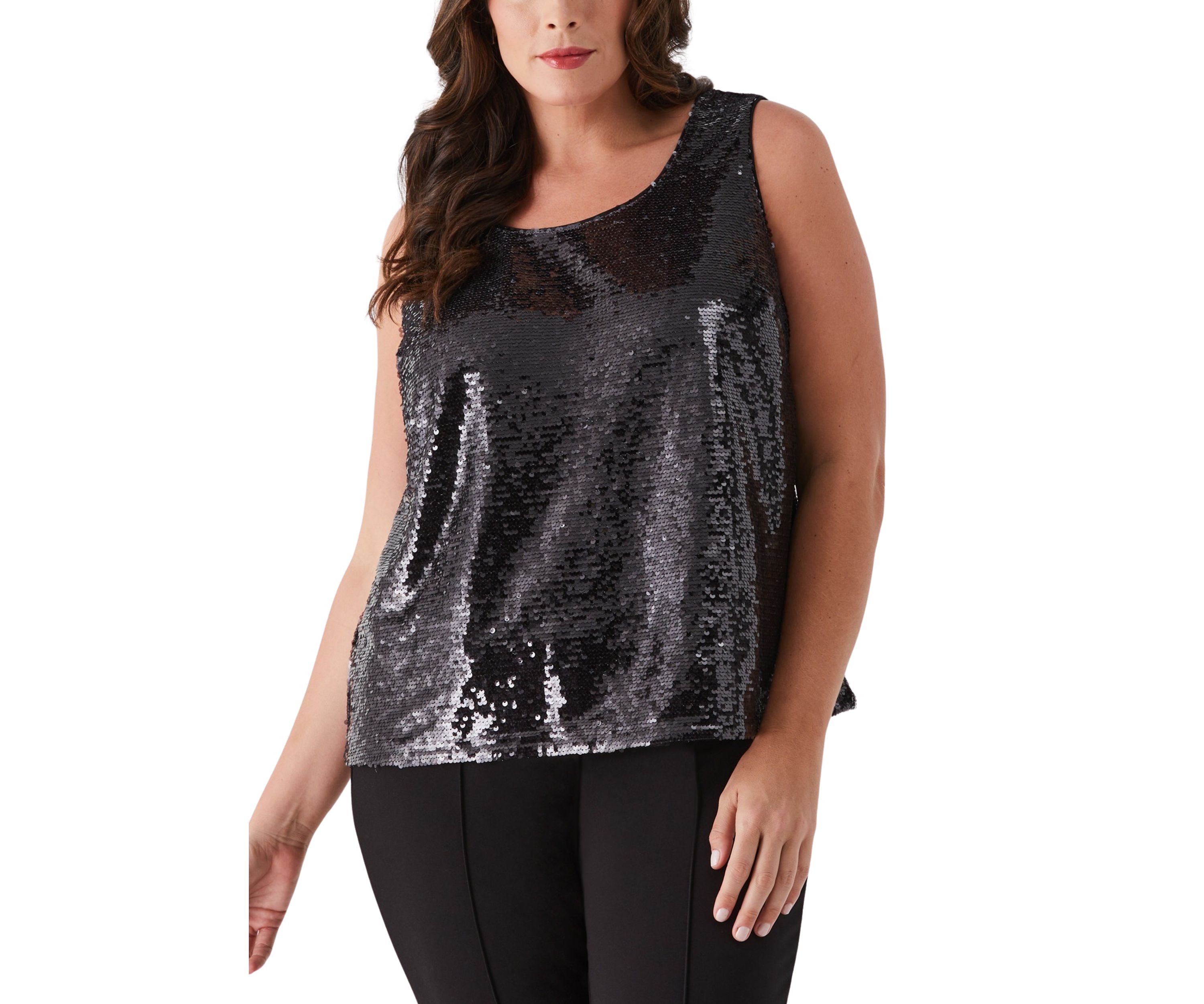 Plus Size Sequin Sleeveless Tank Top