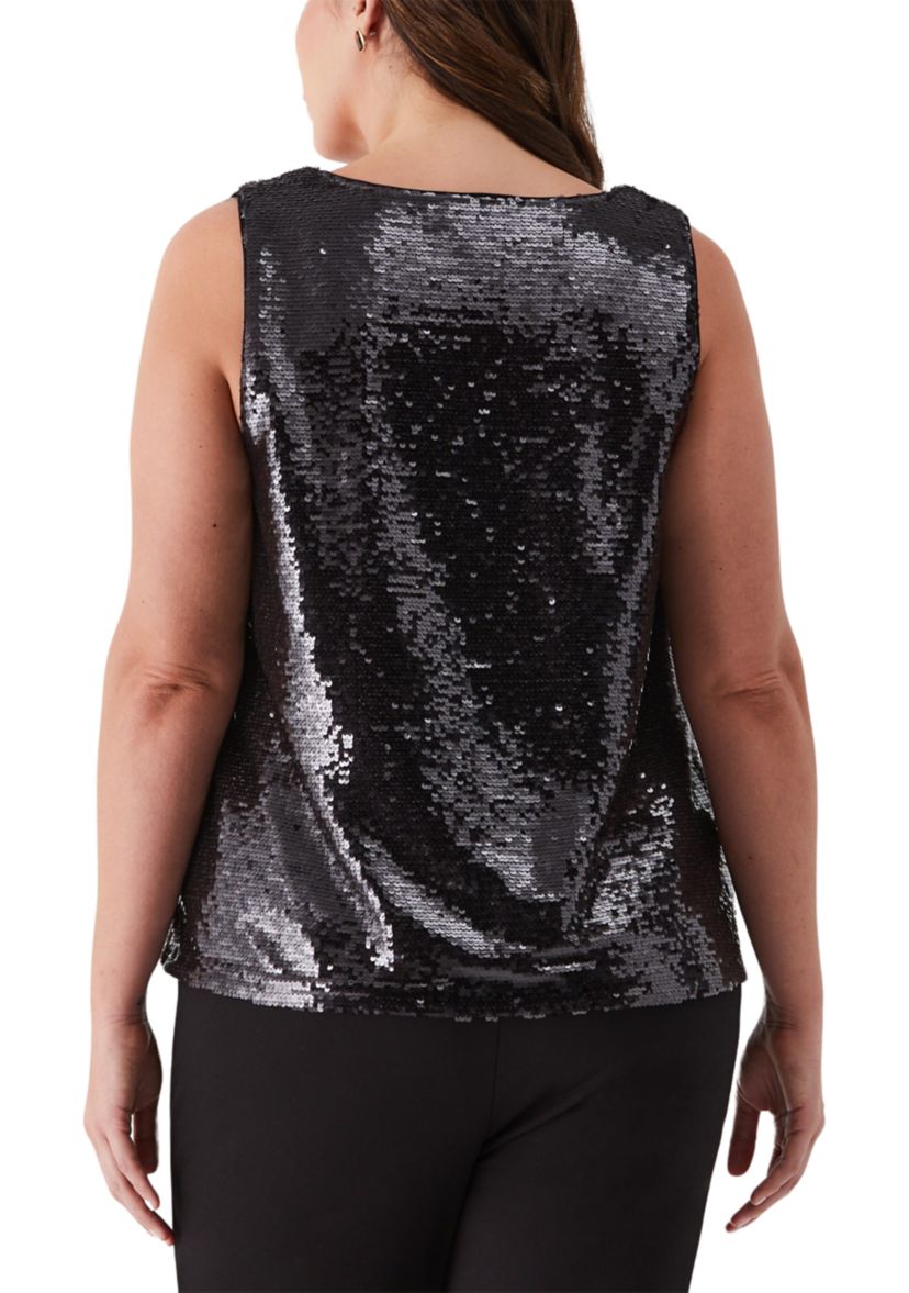 Plus Size Sequin Sleeveless Tank Top
