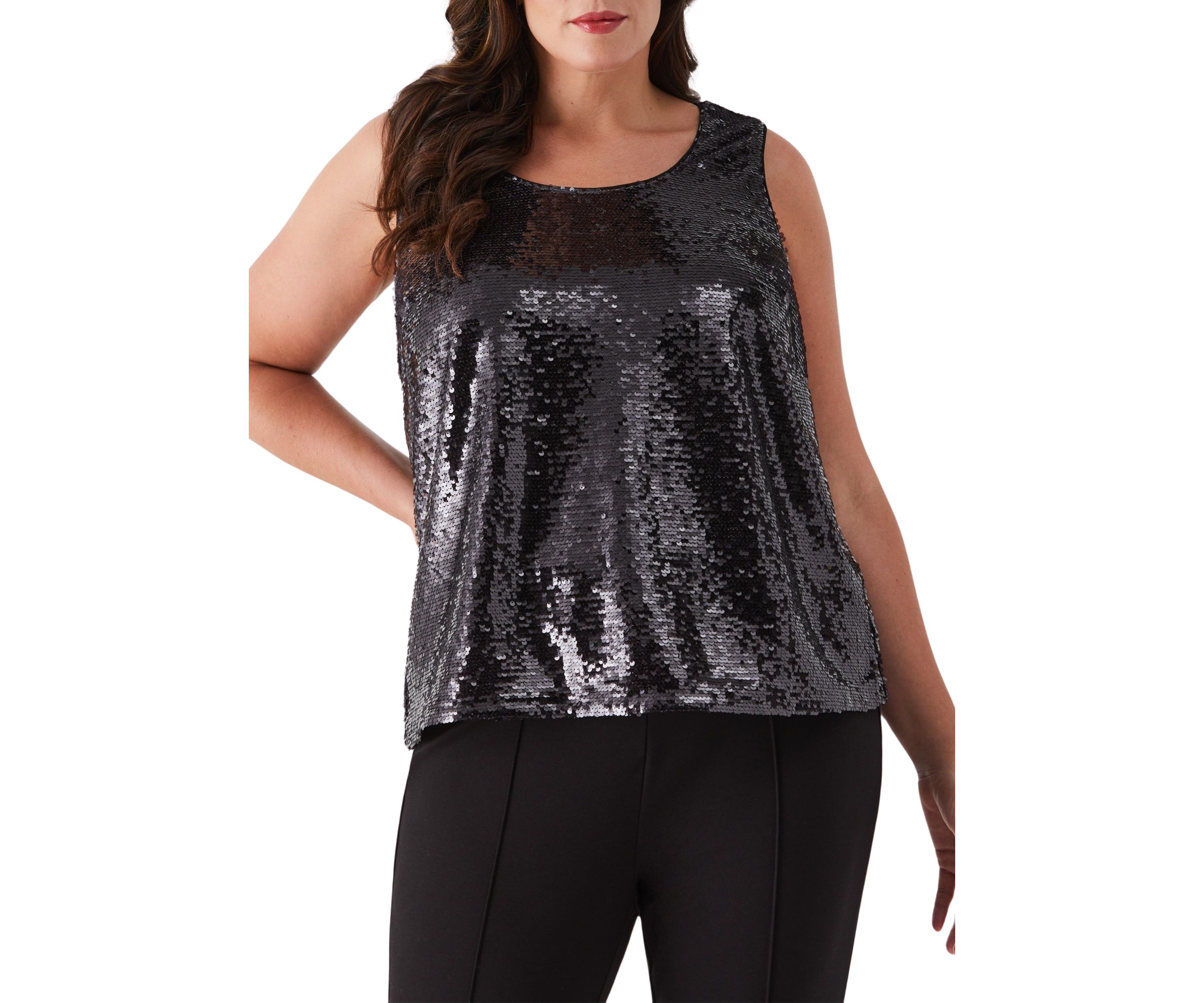 Plus Size Sequin Sleeveless Tank Top