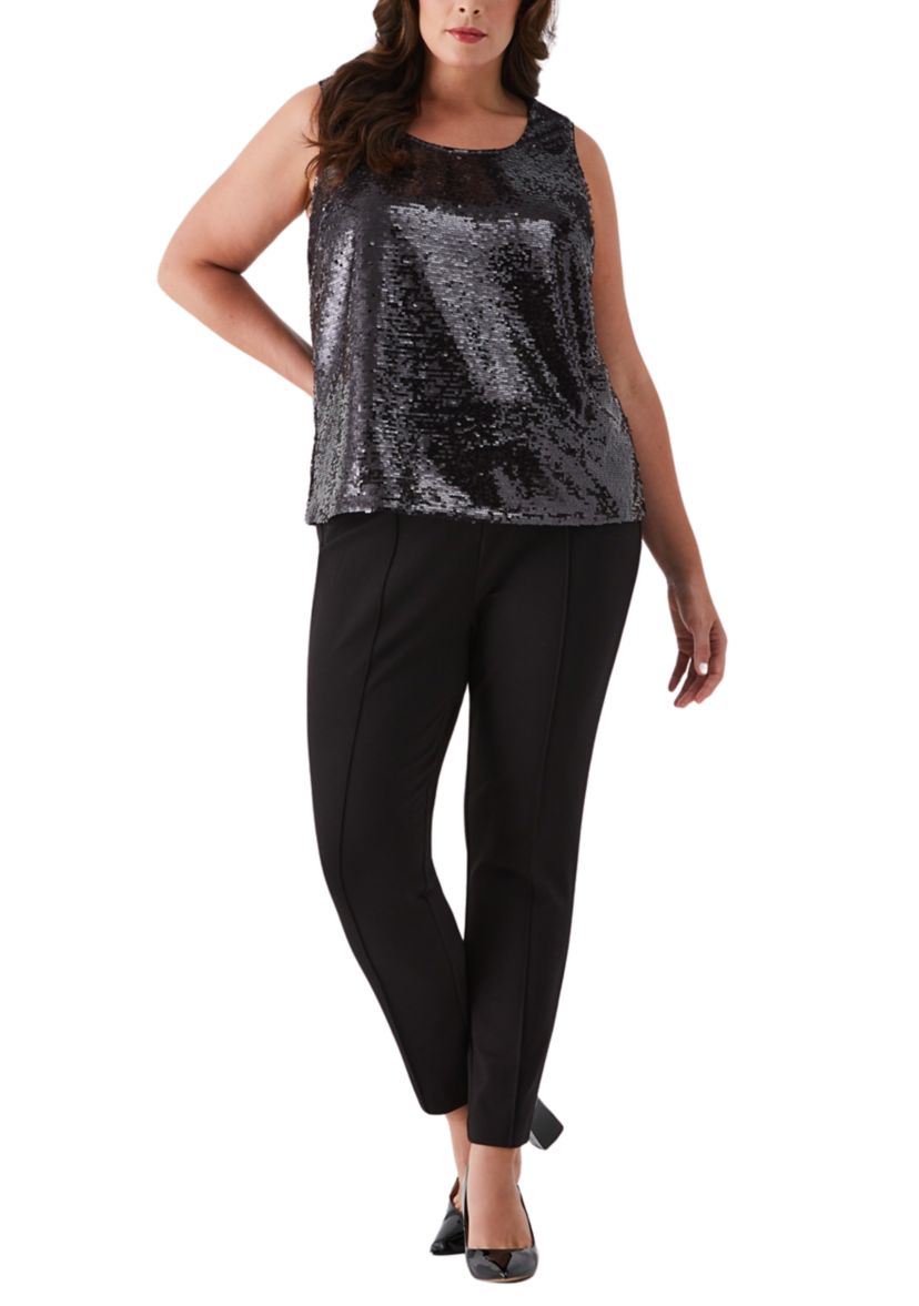 Plus Size Sequin Sleeveless Tank Top