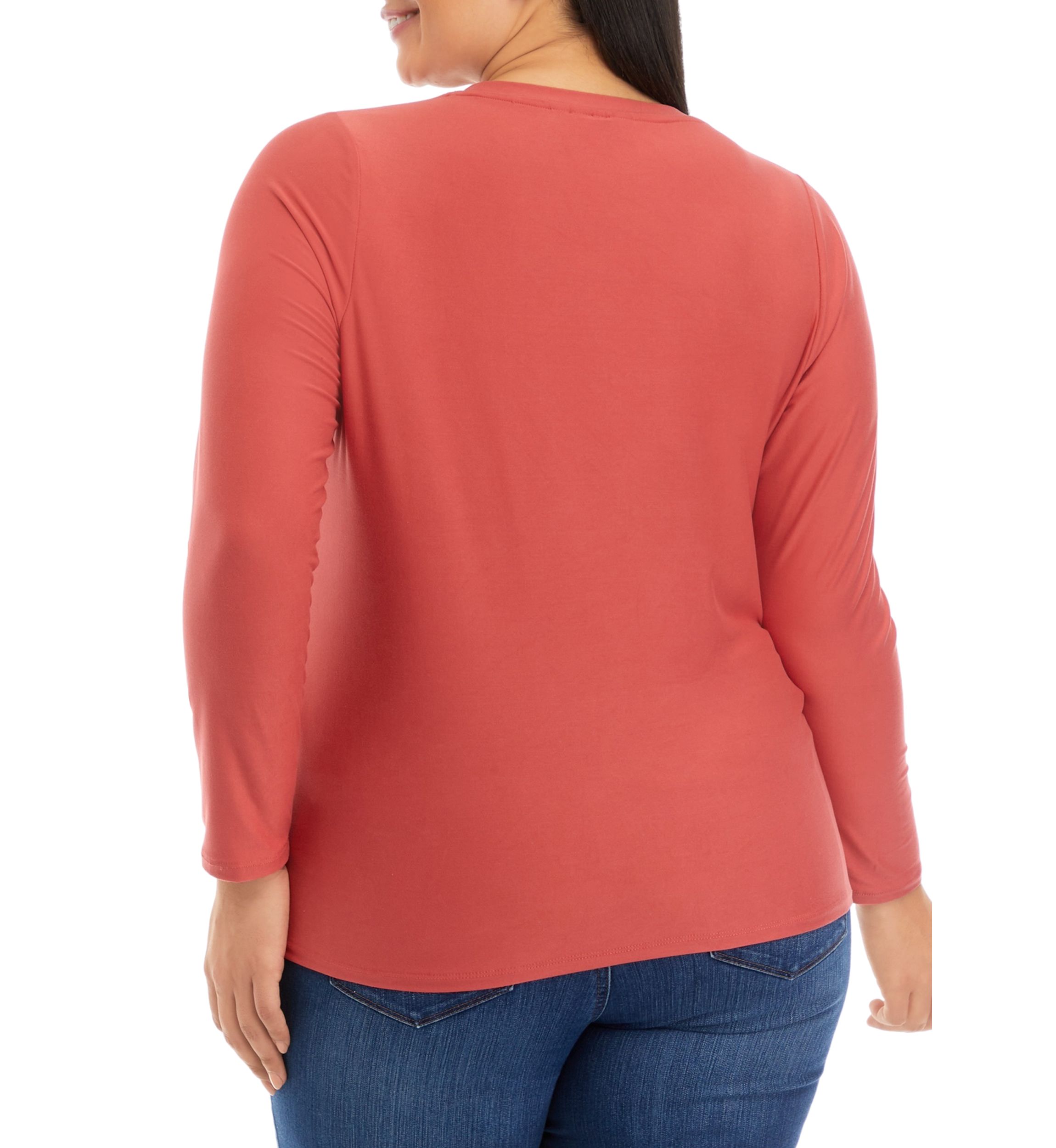 Plus Size Lace-Up Long Sleeve T-Shirt