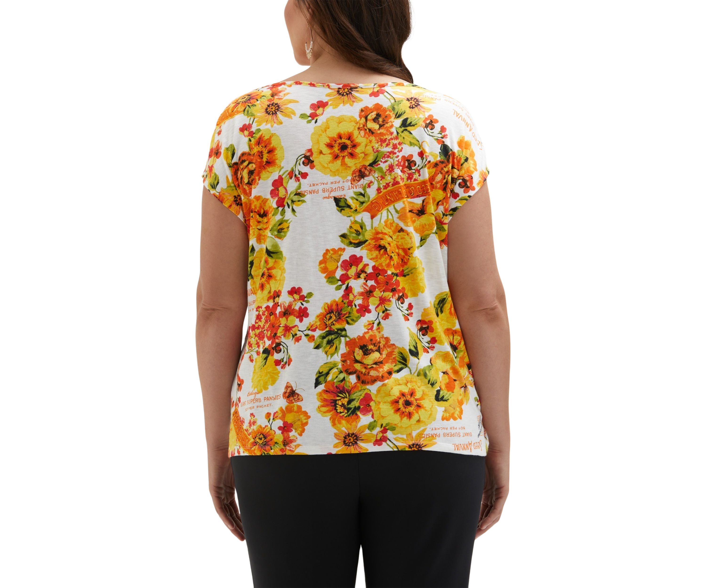 Plus Size Seed Packet Print Rivet Detail Sleeveless Tank Top