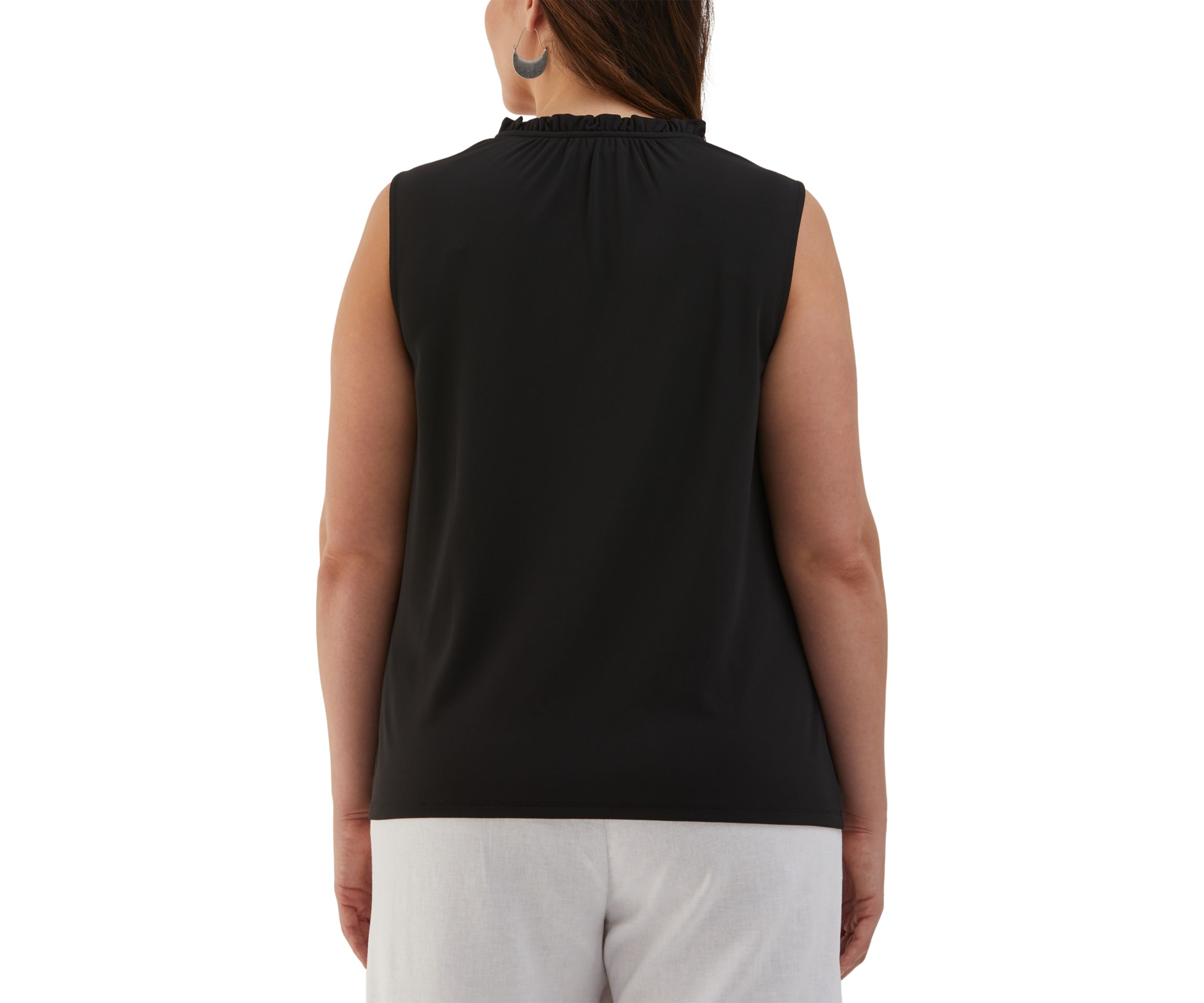 Plus Size Button Front Ruffle Sleeveless Tank Top