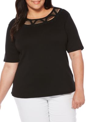 plus size elbow length sleeve tops