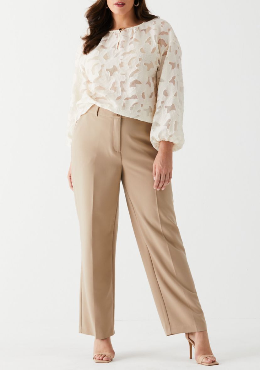 Plus Size Clip Organza Long Sleeve Blouse