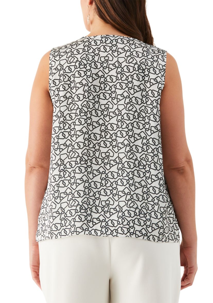 Plus Size Pleated V-Neck Top