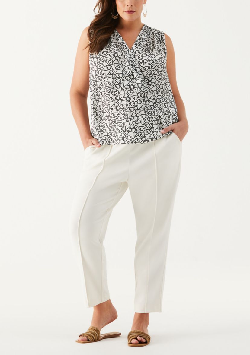 Plus Size Pleated V-Neck Top