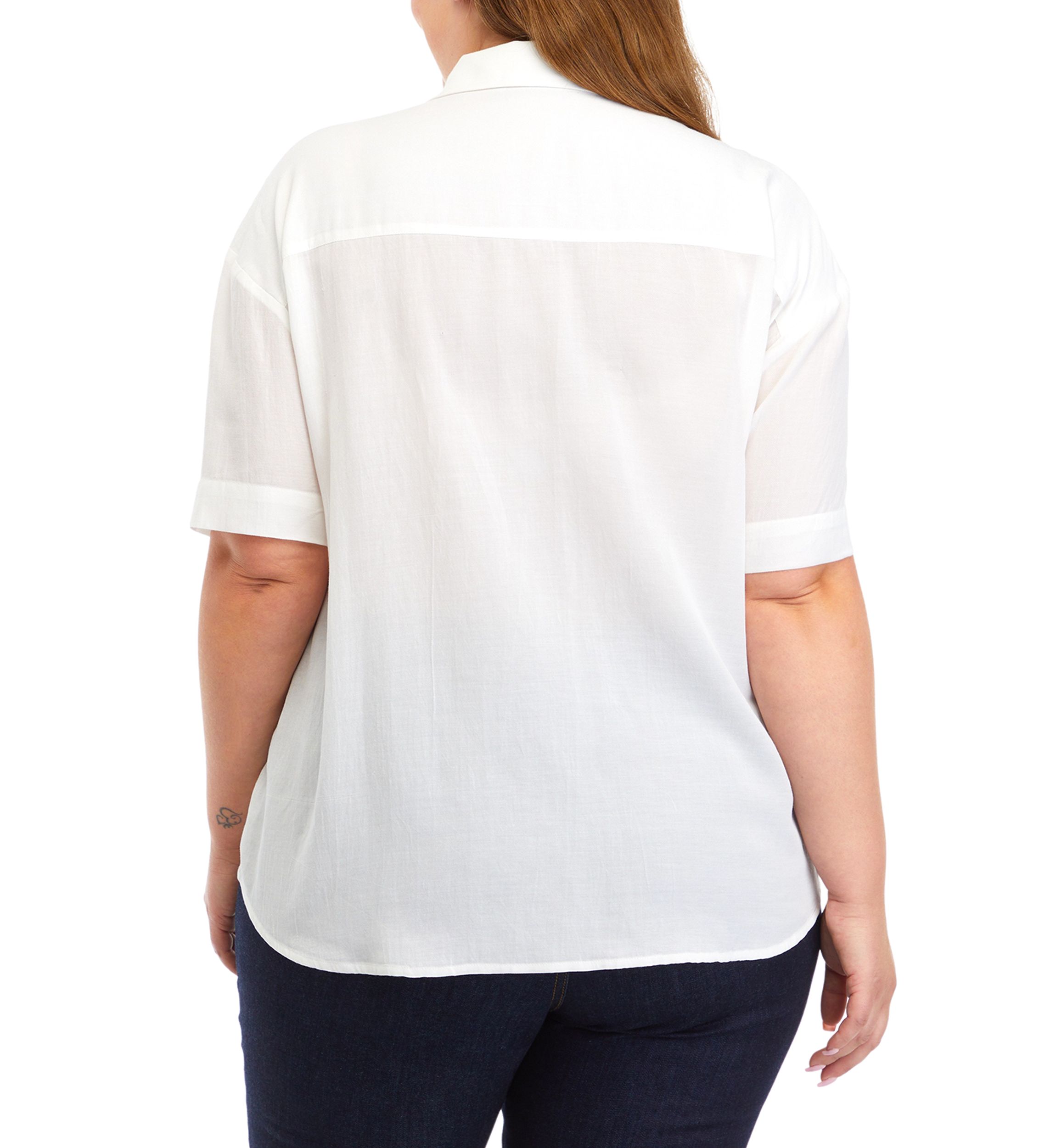 Plus Size Rhinestone Embellished Relaxed Short Sleeve Blouse