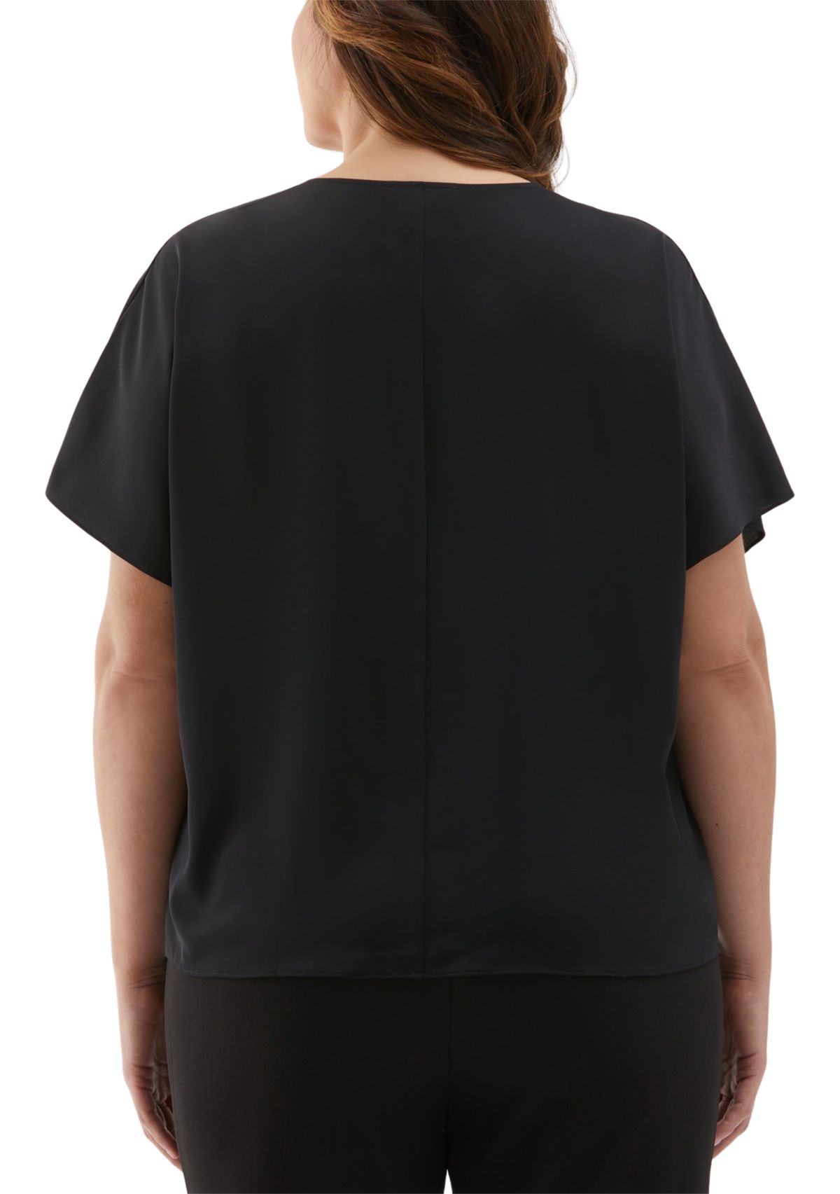 Plus Size Layered Dolman Short Sleeve Blouse
