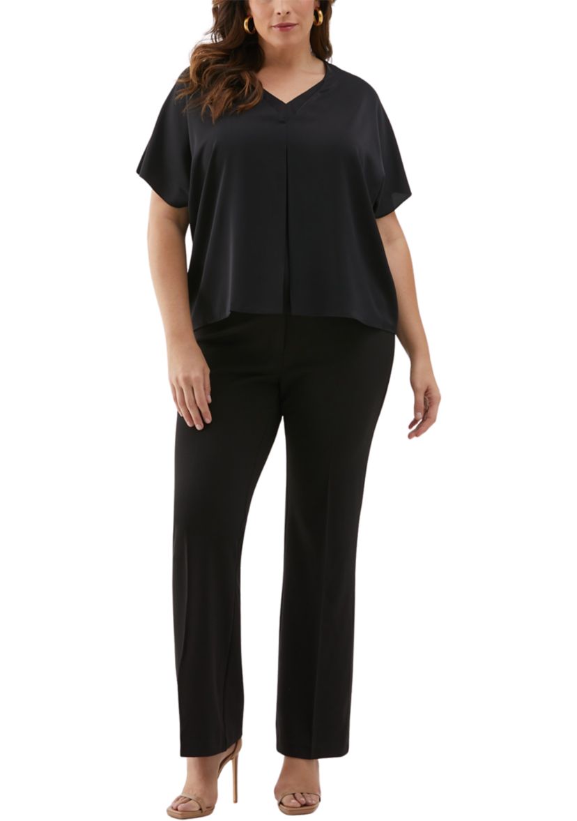 Plus Size Layered Dolman Short Sleeve Blouse