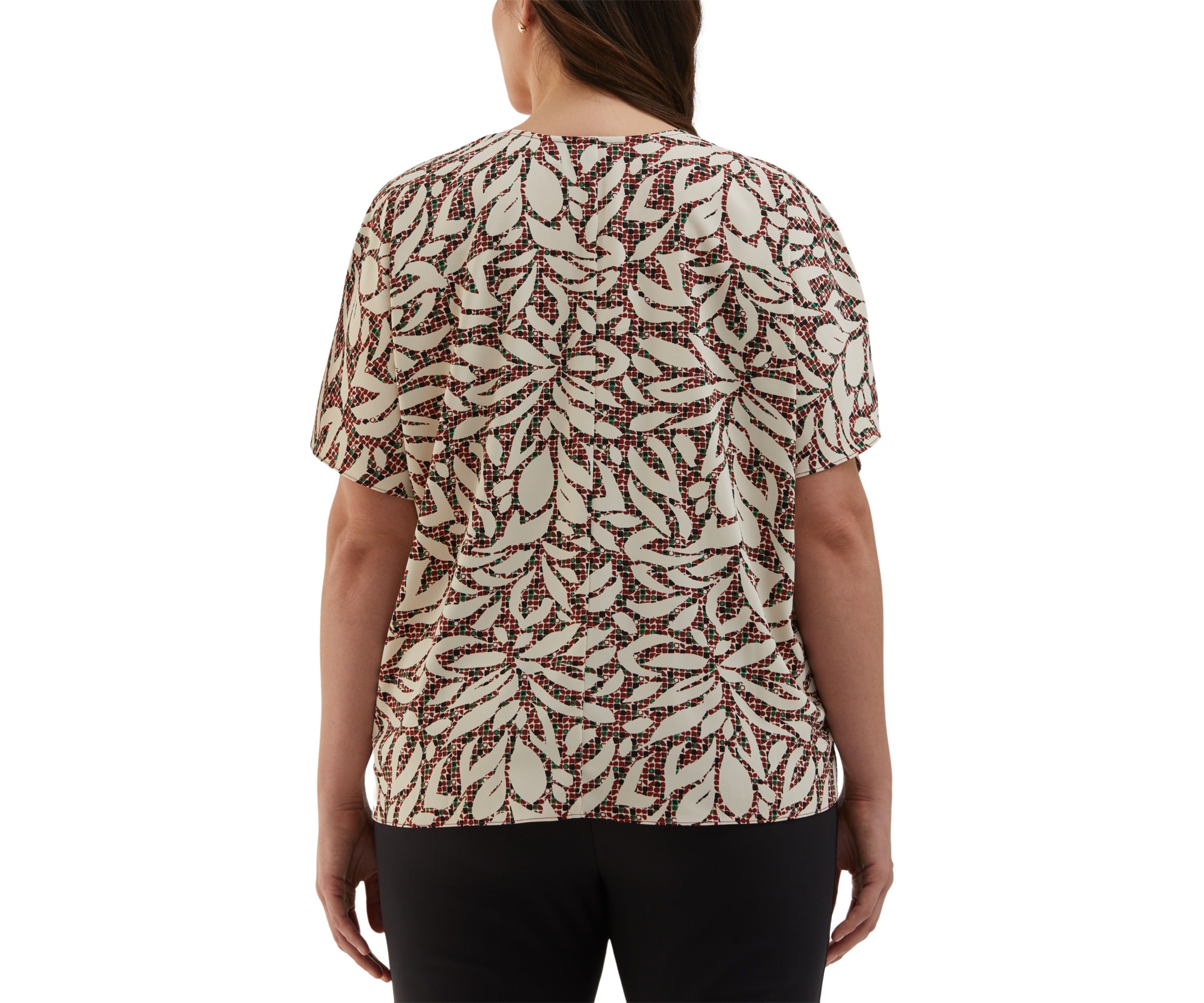 Plus Size Beach Geo Print Layered Dolman Short Sleeve Blouse