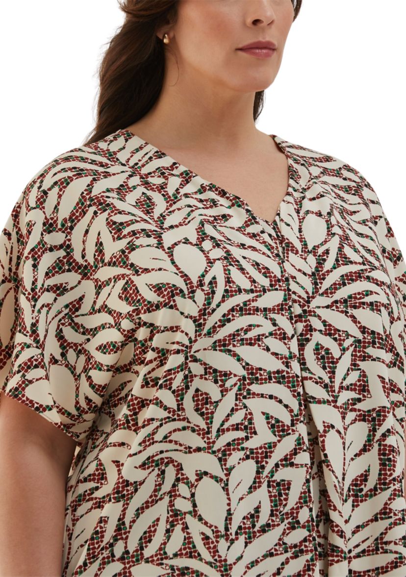 Plus Size Beach Geo Print Layered Dolman Short Sleeve Blouse