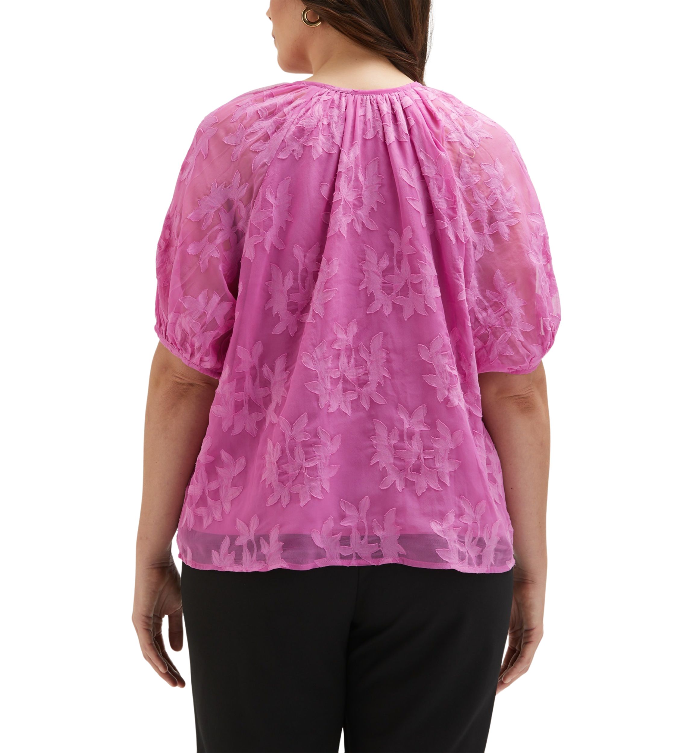 Plus Size Tie Top Raglan Short Sleeve Blouse