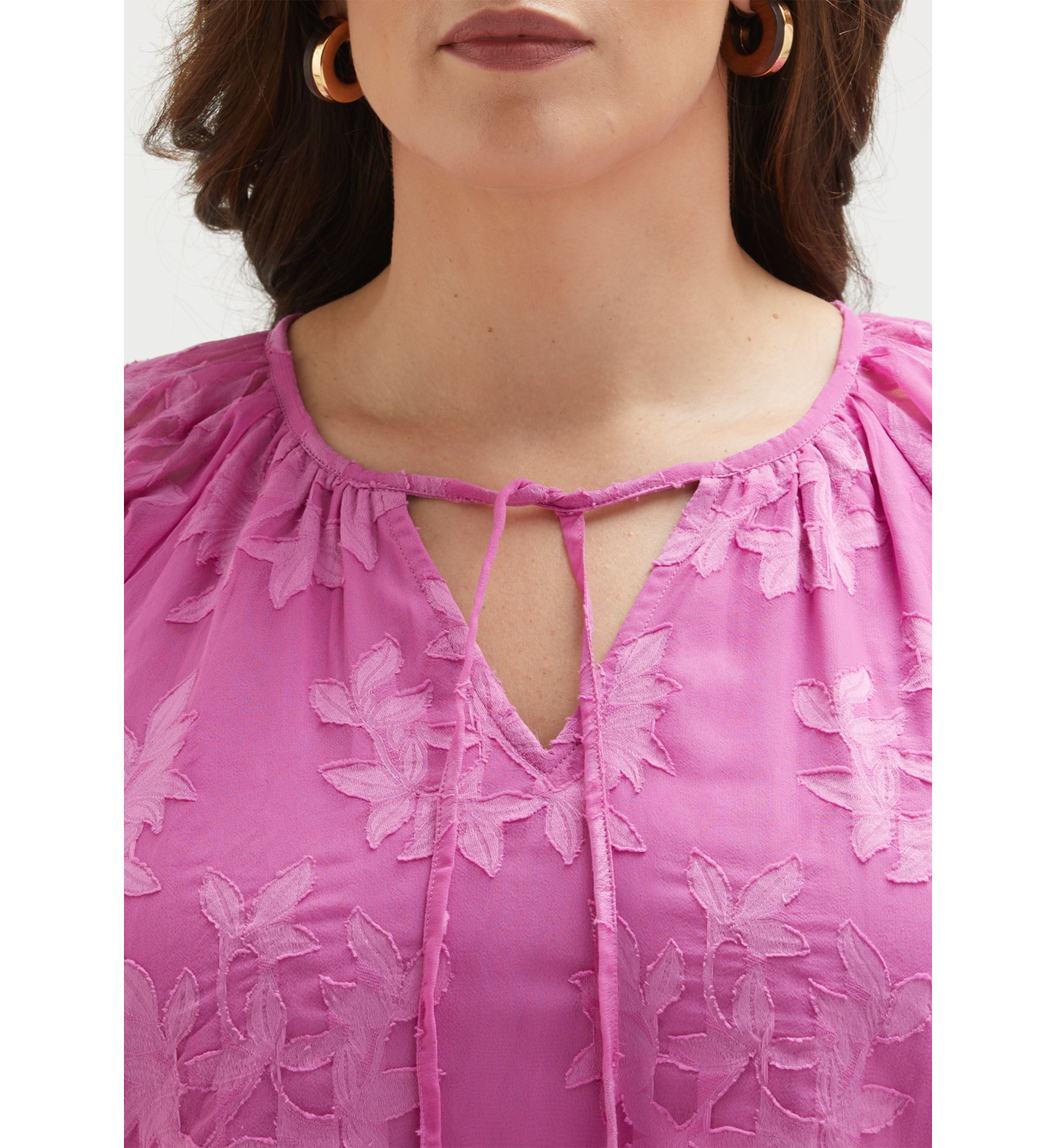 Plus Size Tie Top Raglan Short Sleeve Blouse