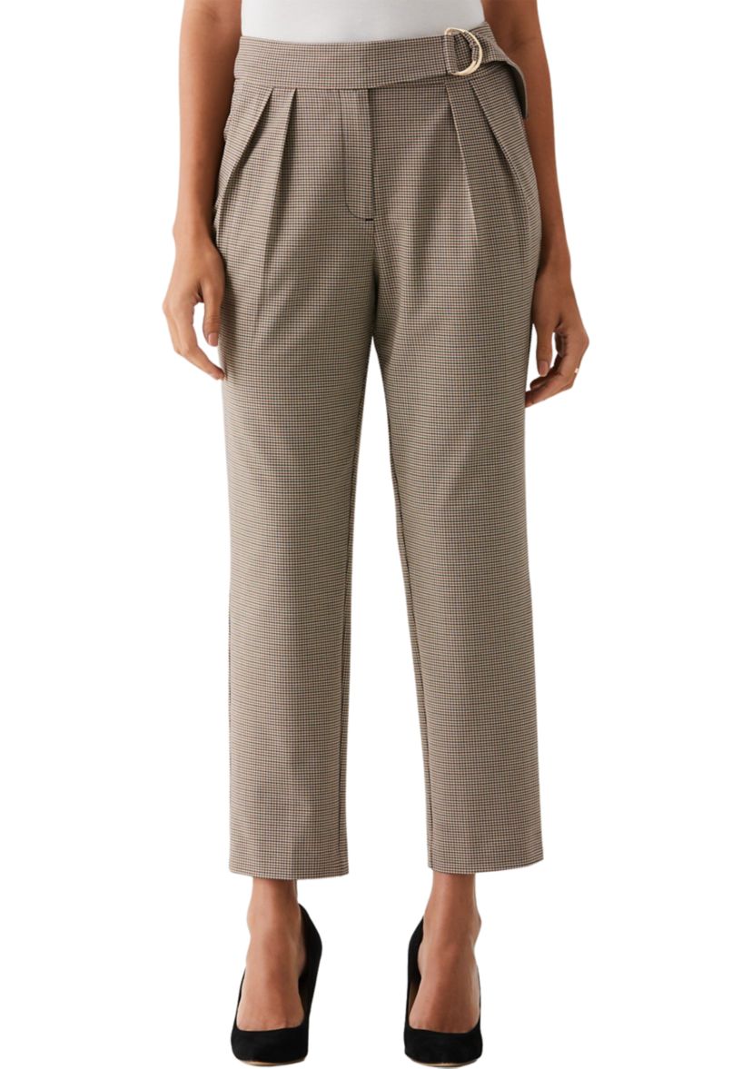 Petite Pleated Pants with Self Fabric Belt
