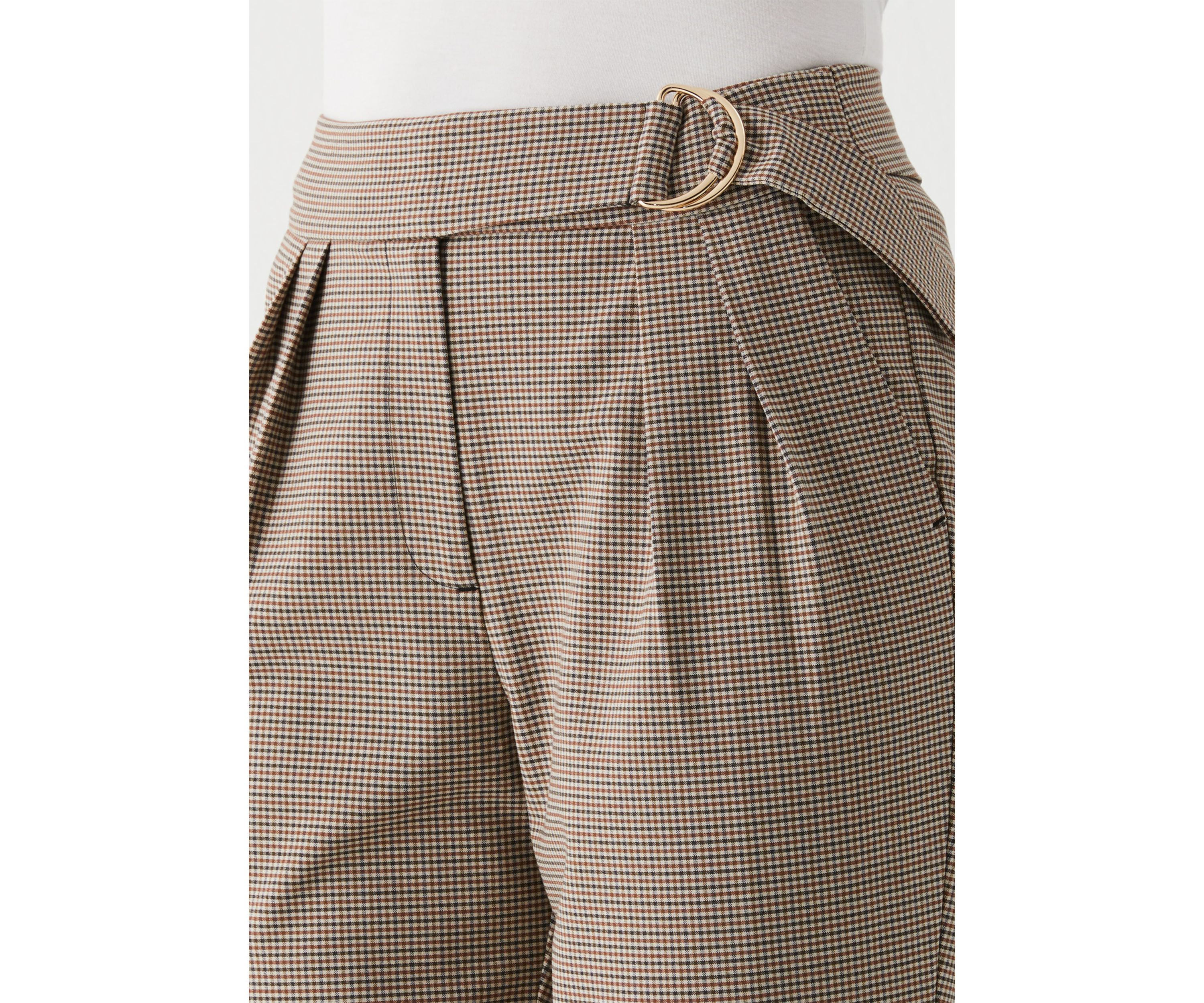 Petite Pleated Pants with Self Fabric Belt