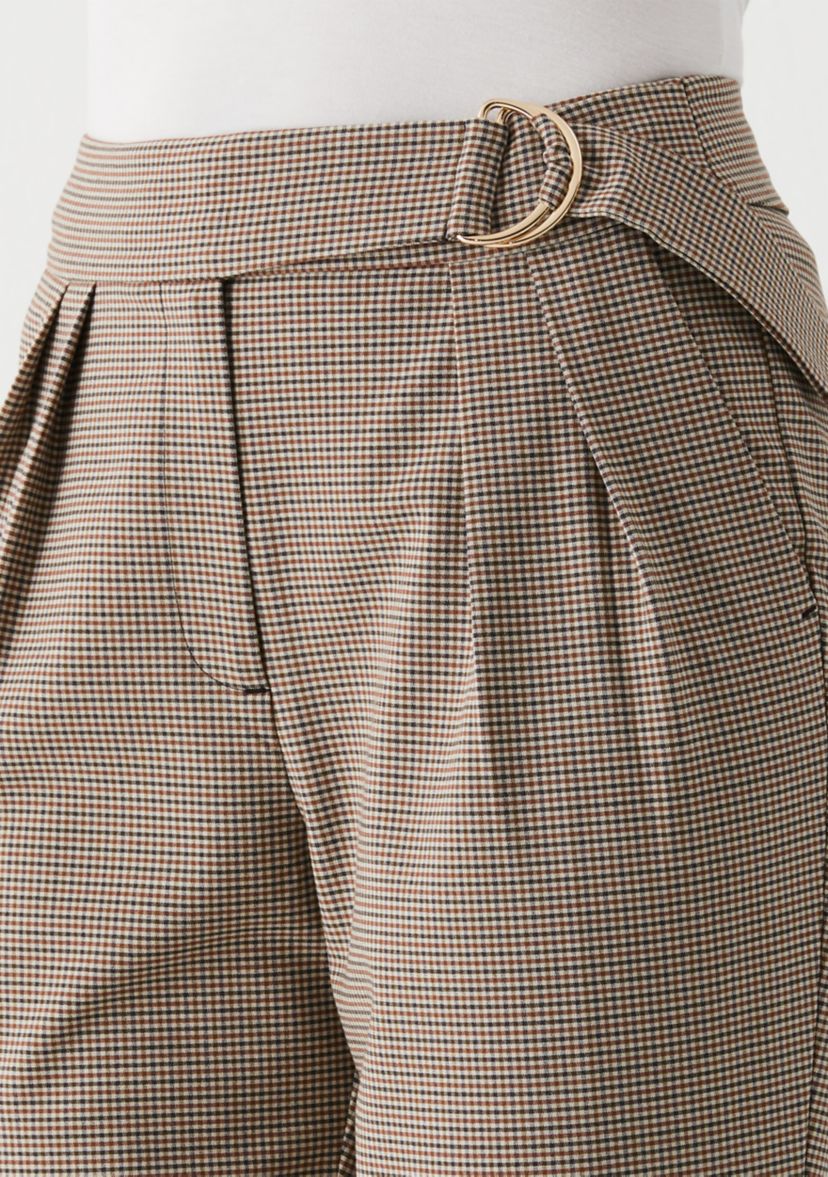 Petite Pleated Pants with Self Fabric Belt